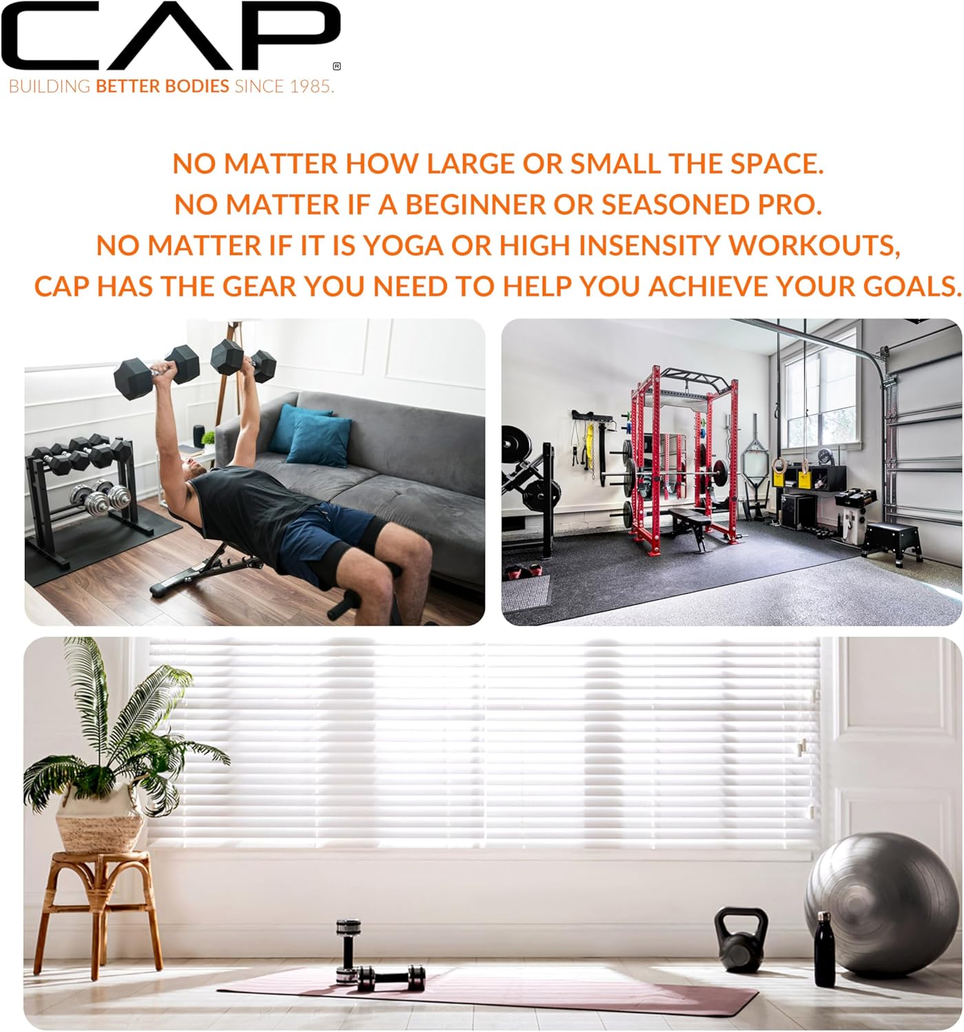 CAP Barbell 1-Inch High Density Exercise Yoga Mat with Strap | Multiple Colors