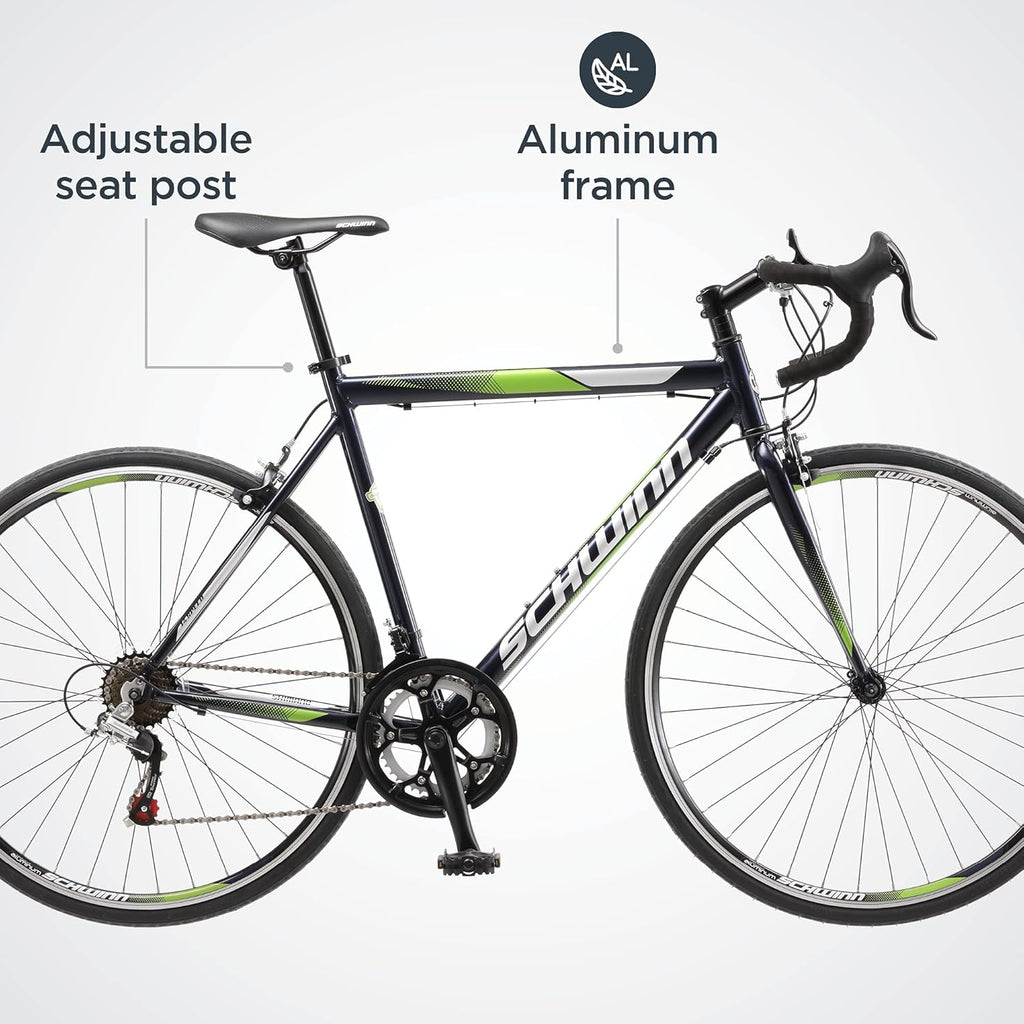 Schwinn Volare 1300 Road Bike, 700c Mens and Womens Bike, 14-Speed Drop Bar Road Bicycle, Aluminum Frame, Sport Tires, Fitness Seat, Alloy Caliper Brakes, Adult Bicycle
