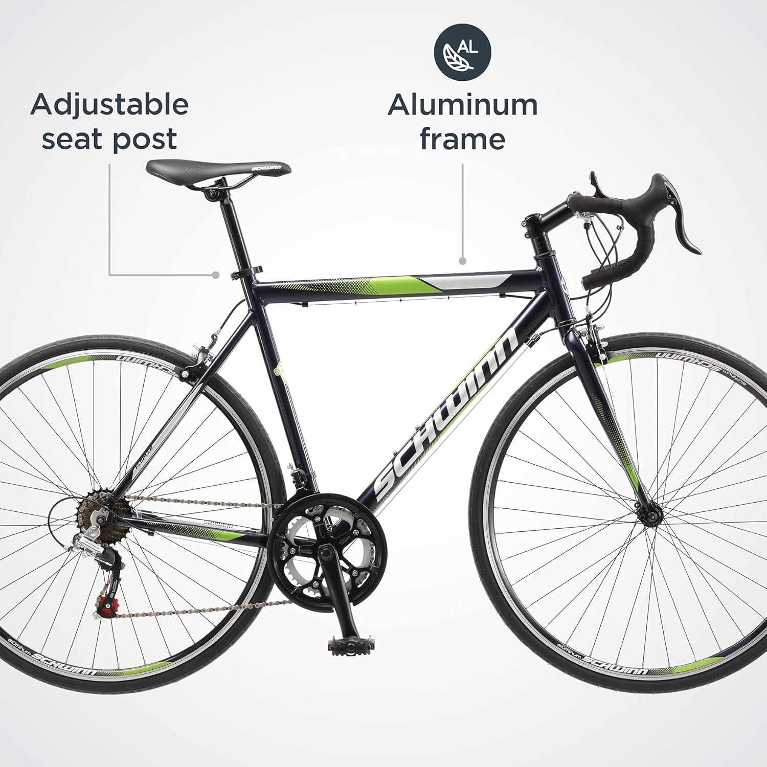 Schwinn Volare 1300 Road Bike, 700c Mens and Womens Bike, 14-Speed Drop Bar Road Bicycle, Aluminum Frame, Sport Tires, Fitness Seat, Alloy Caliper Brakes, Adult Bicycle