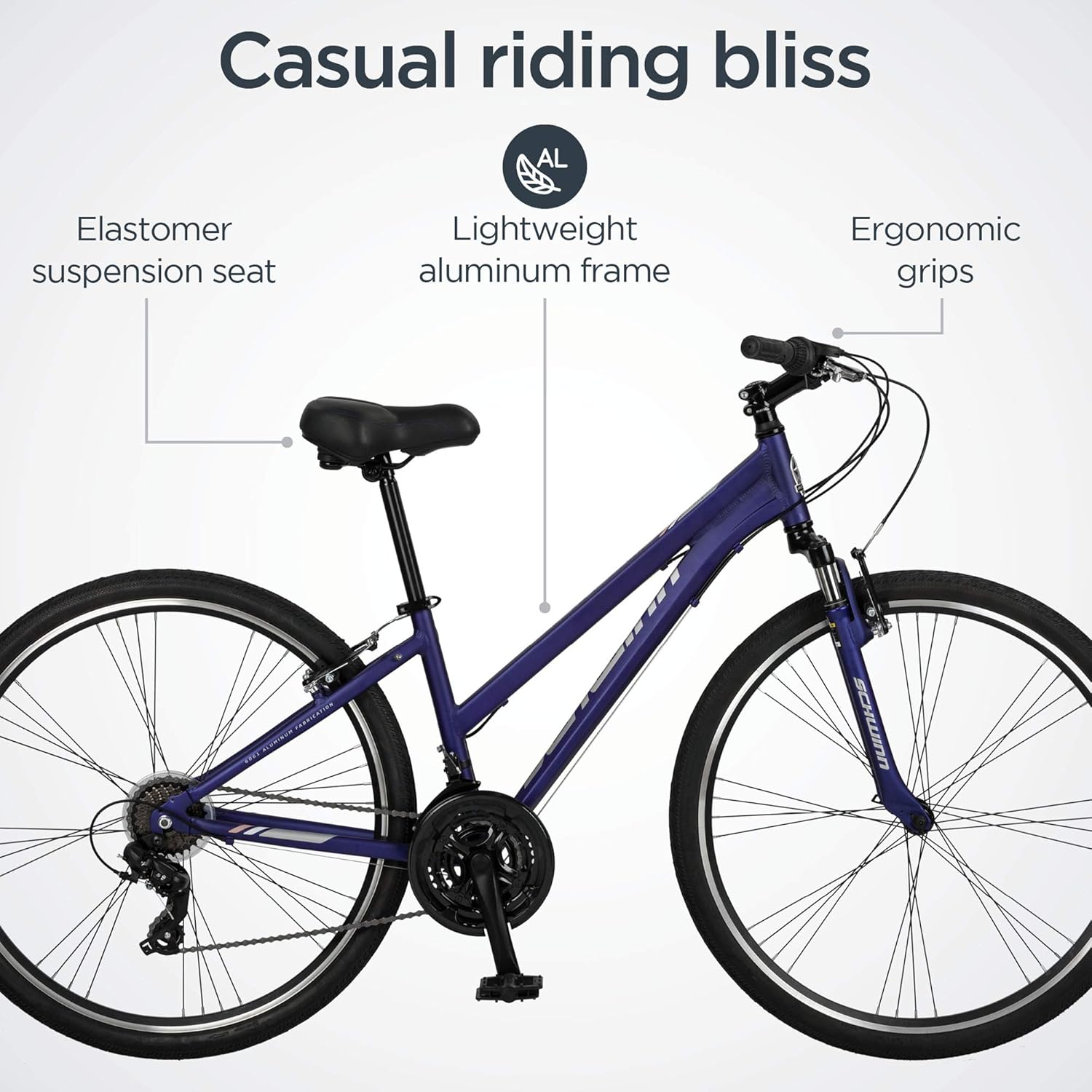 Schwinn Network 1 Hybrid Bike, 700c Mens and Womens Bike, 21-Speed Hybrid Bicycle, Aluminum Frame, Suspension Fork, Alloy Linear Pull Brakes, Adult Bicycle