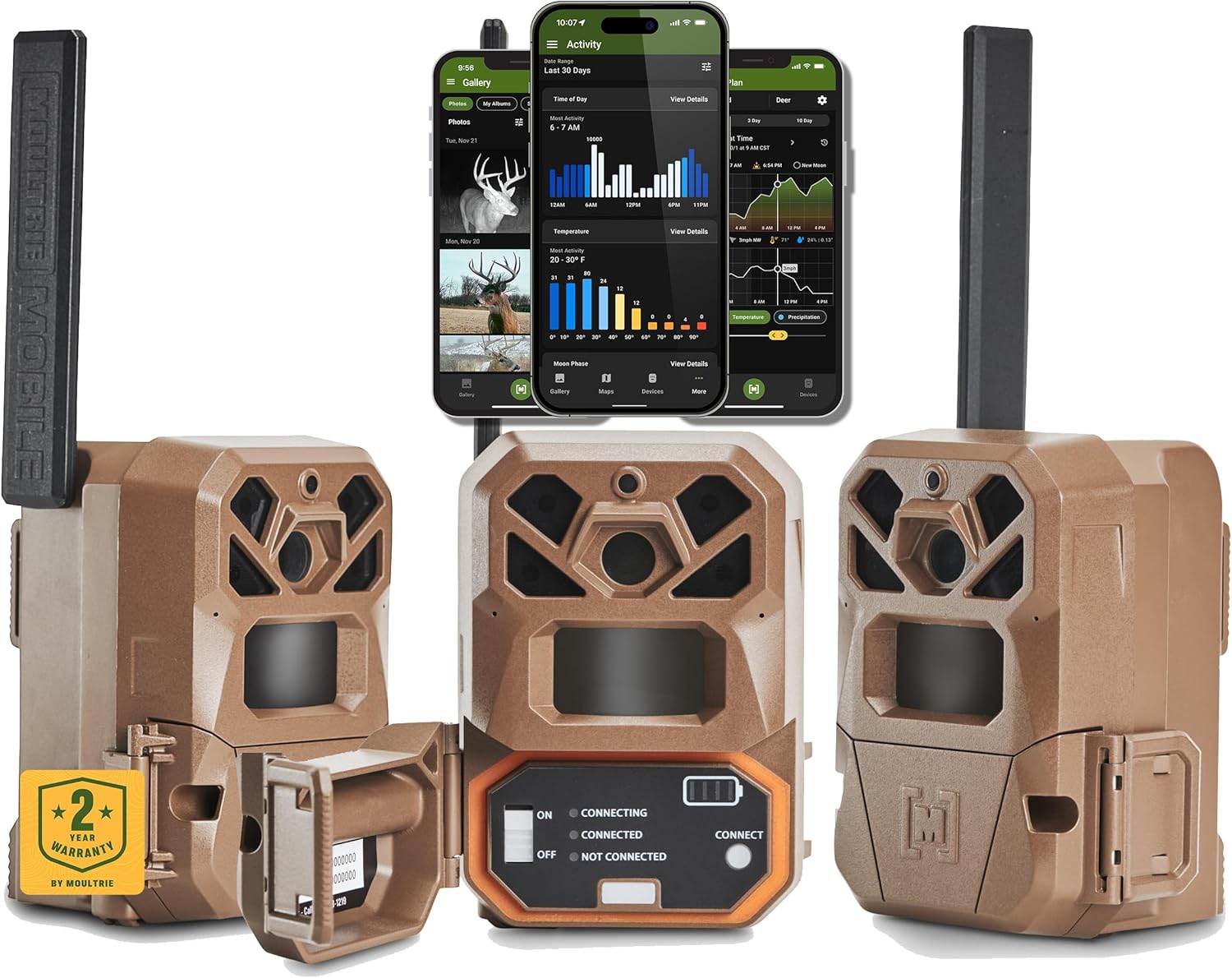Moultrie Edge 2 Cellular Trail Camera - Auto Connect Nationwide 4G LTE - On Demand 36MP Photo - 1080P Video with HD Audio - 100 Ft Detection Range - Low Glow Flash