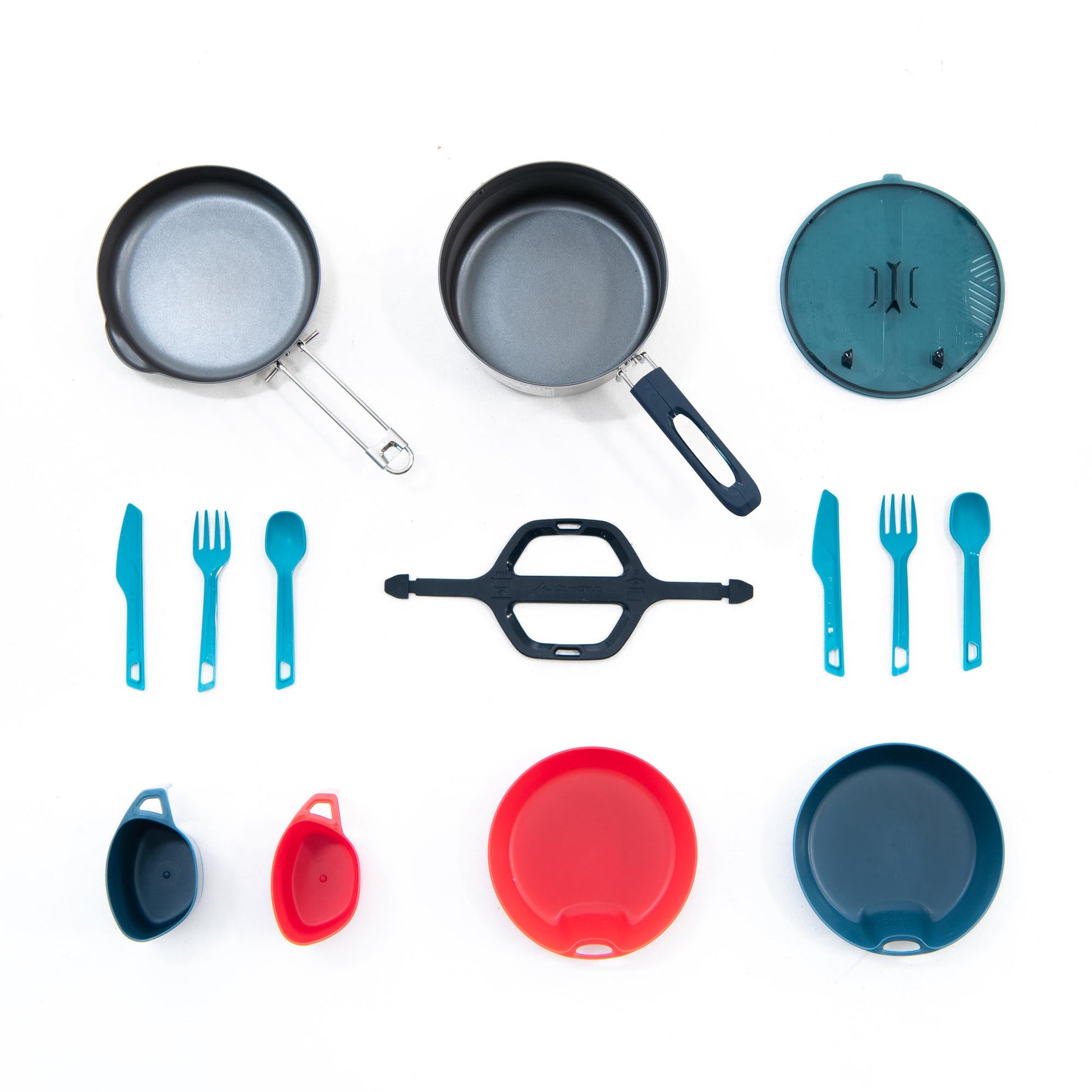 Quechua Stainless steel non-stick camping cookset 500 for 2 people - 15-piece