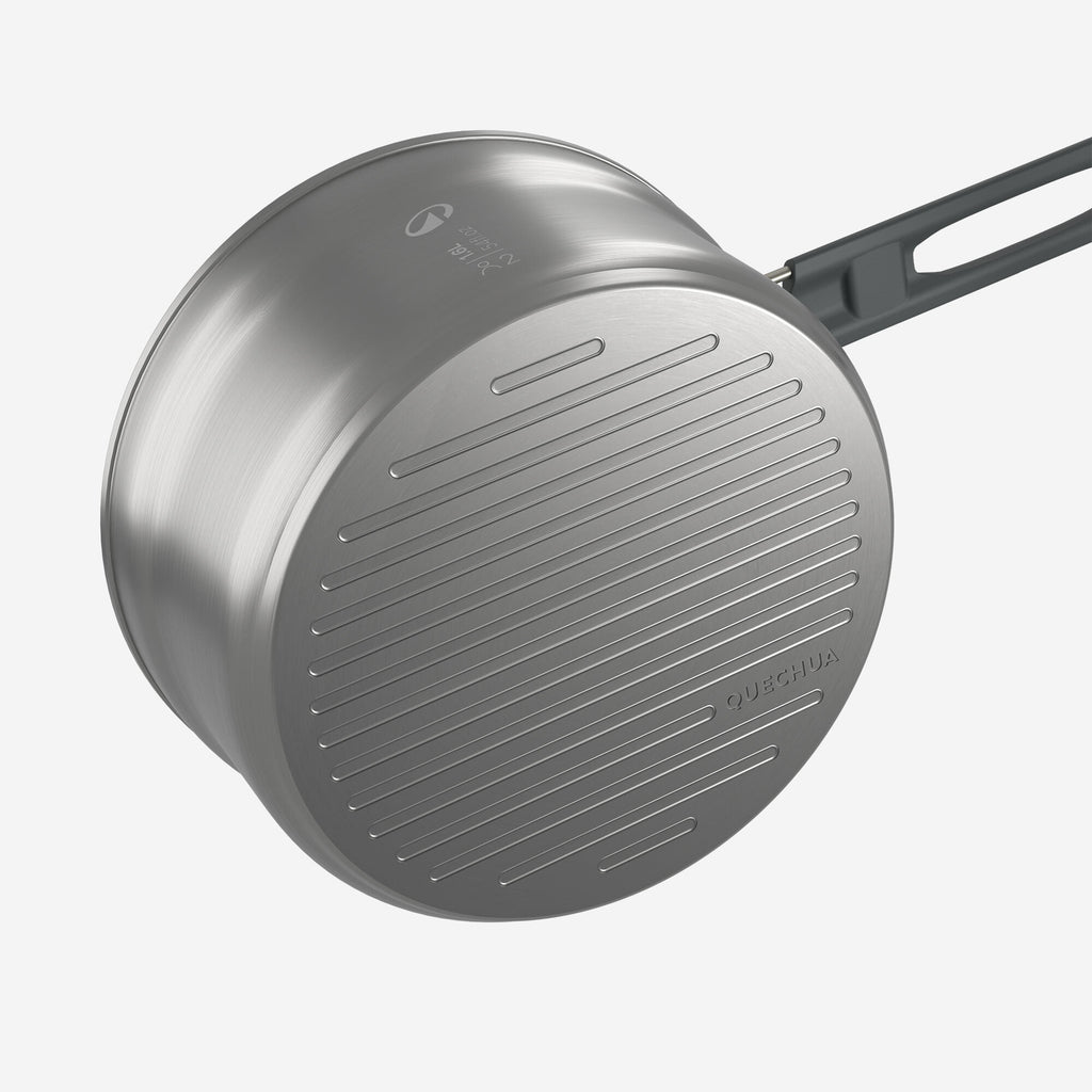 Quechua Stainless steel non-stick camping cookset 500 for 2 people - 15-piece