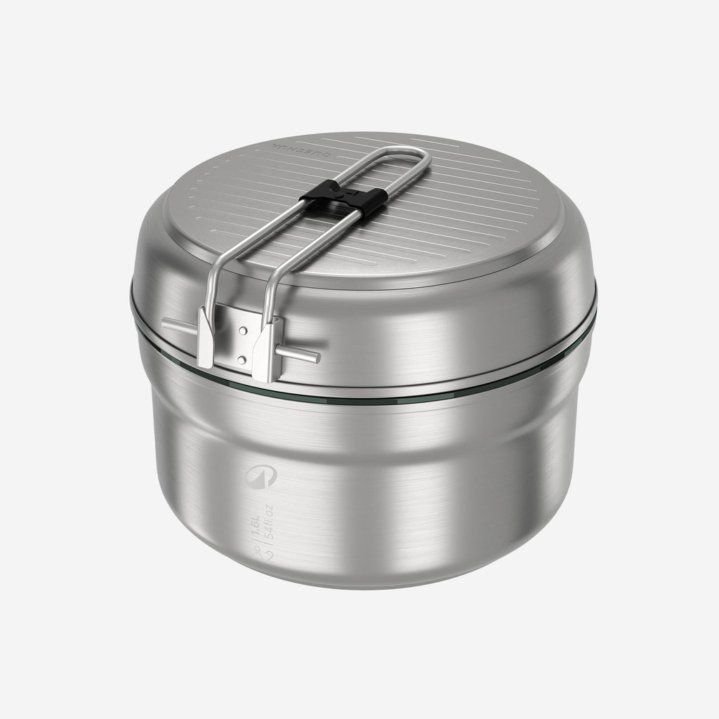 Quechua Stainless steel non-stick camping cookset 500 for 2 people - 15-piece