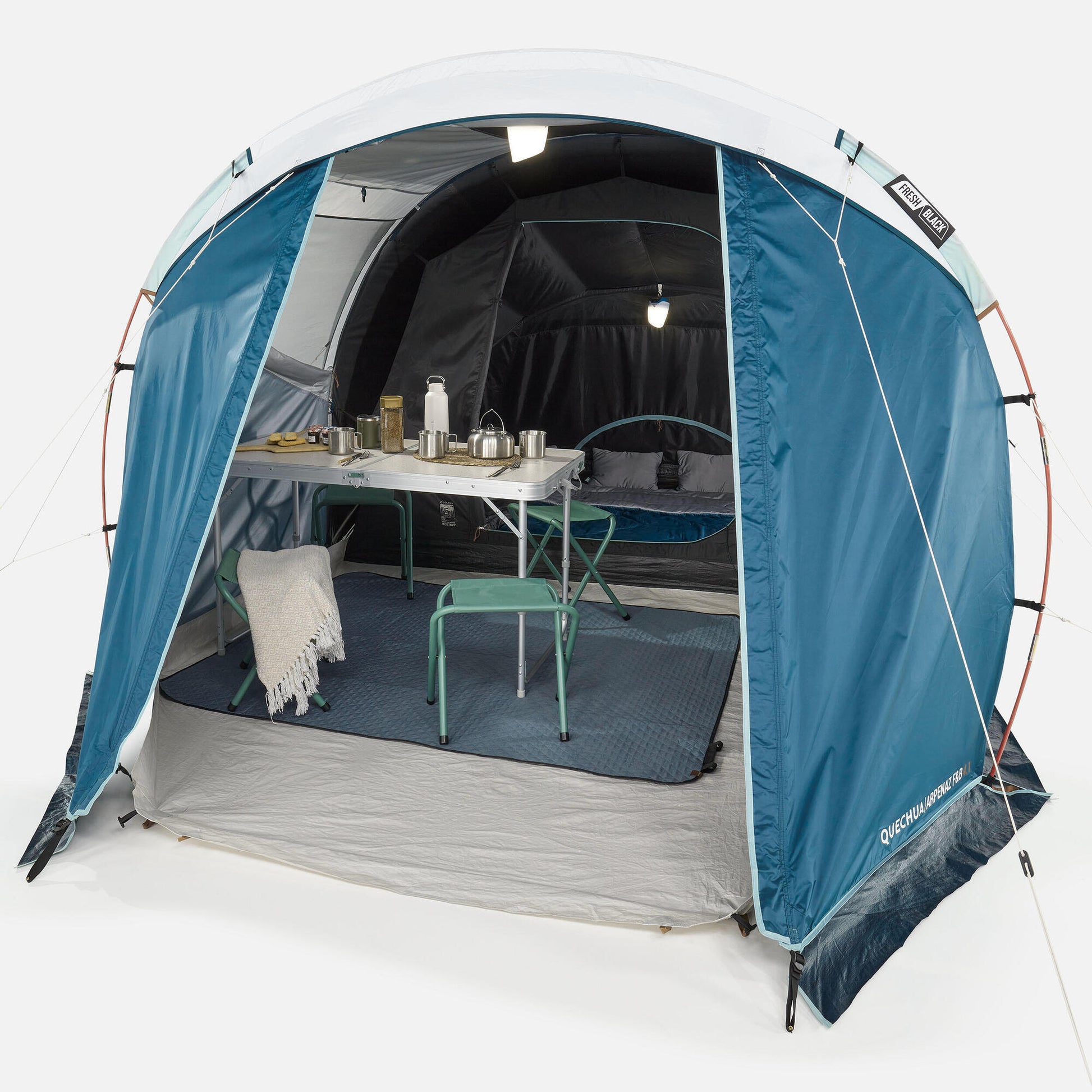 Quechua Arpenaz Fresh & Black Family Camping Tent 4 Person 1 Bedroom