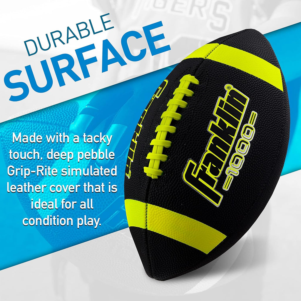 Franklin Sports Youth + Adult Footballs - Extra Grip 1000 Official Size, Junior + Pee Wee Kids - 1 + 12 Packs
