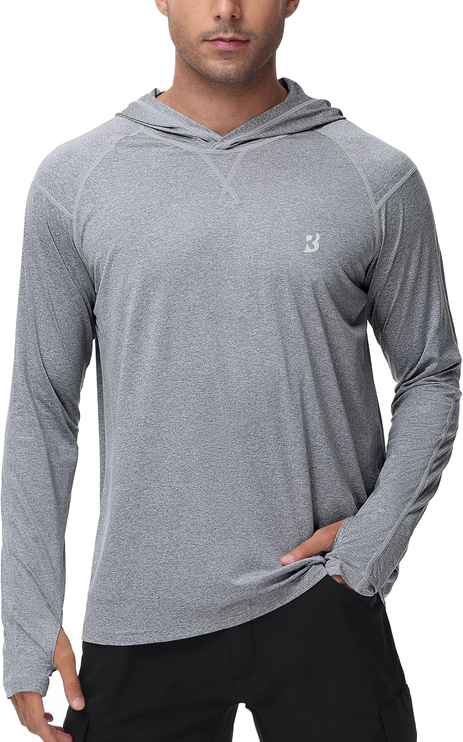 Roadbox Mens UPF 50+ Fishing Shirts, Long Sleeve UV Sun Hoodie, Hiking Running Swim Athletic Workout Shirt