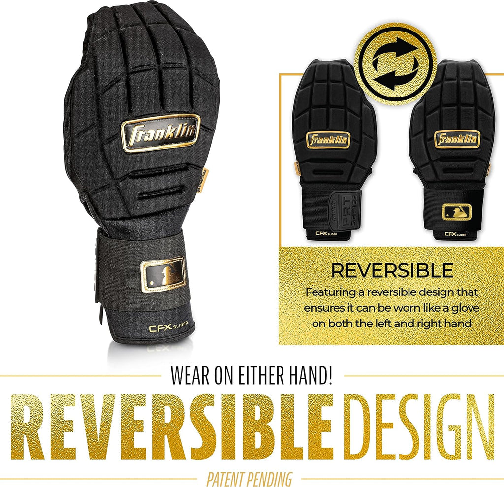 Franklin Sports MLB Baseball + Softball Sliding Mitt - CFX PRT Adult + Youth Protective Baserunning Sliding Gloves - Left + Right Hand Mitt - Hand + Wrist Protector for Running - Kids + Adults Sizes