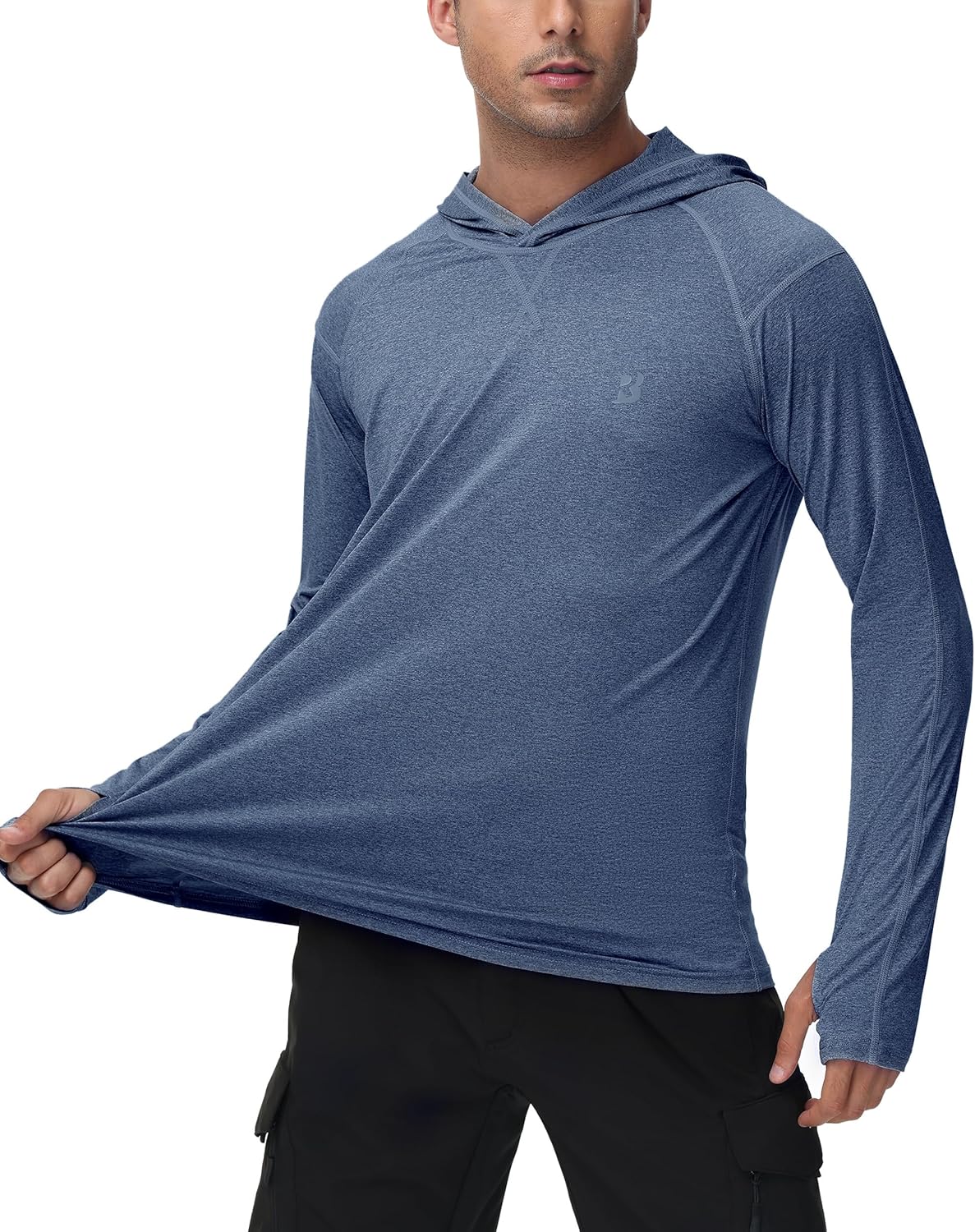 Roadbox Mens UPF 50+ Fishing Shirts, Long Sleeve UV Sun Hoodie, Hiking Running Swim Athletic Workout Shirt