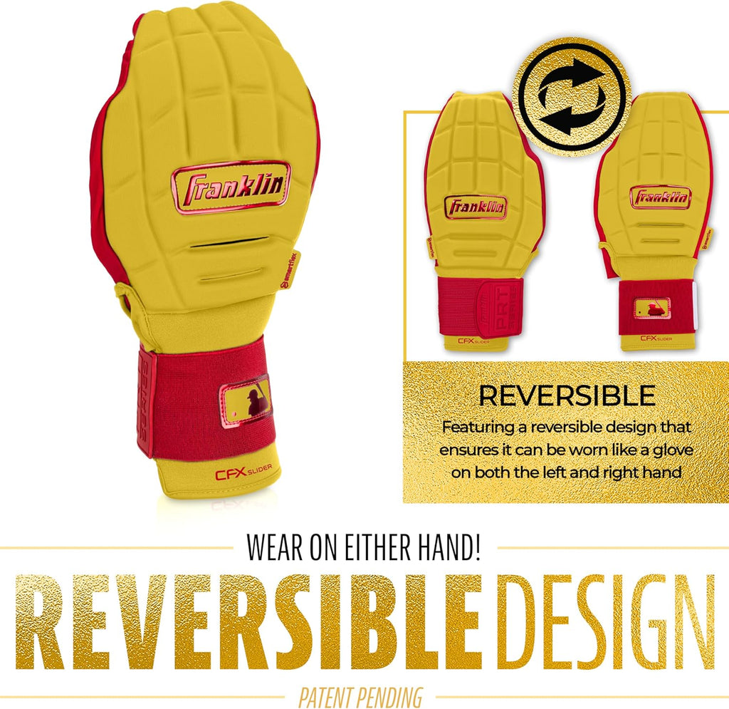 Franklin Sports MLB Baseball + Softball Sliding Mitt - CFX PRT Adult + Youth Protective Baserunning Sliding Gloves - Left + Right Hand Mitt - Hand + Wrist Protector for Running - Kids + Adults Sizes