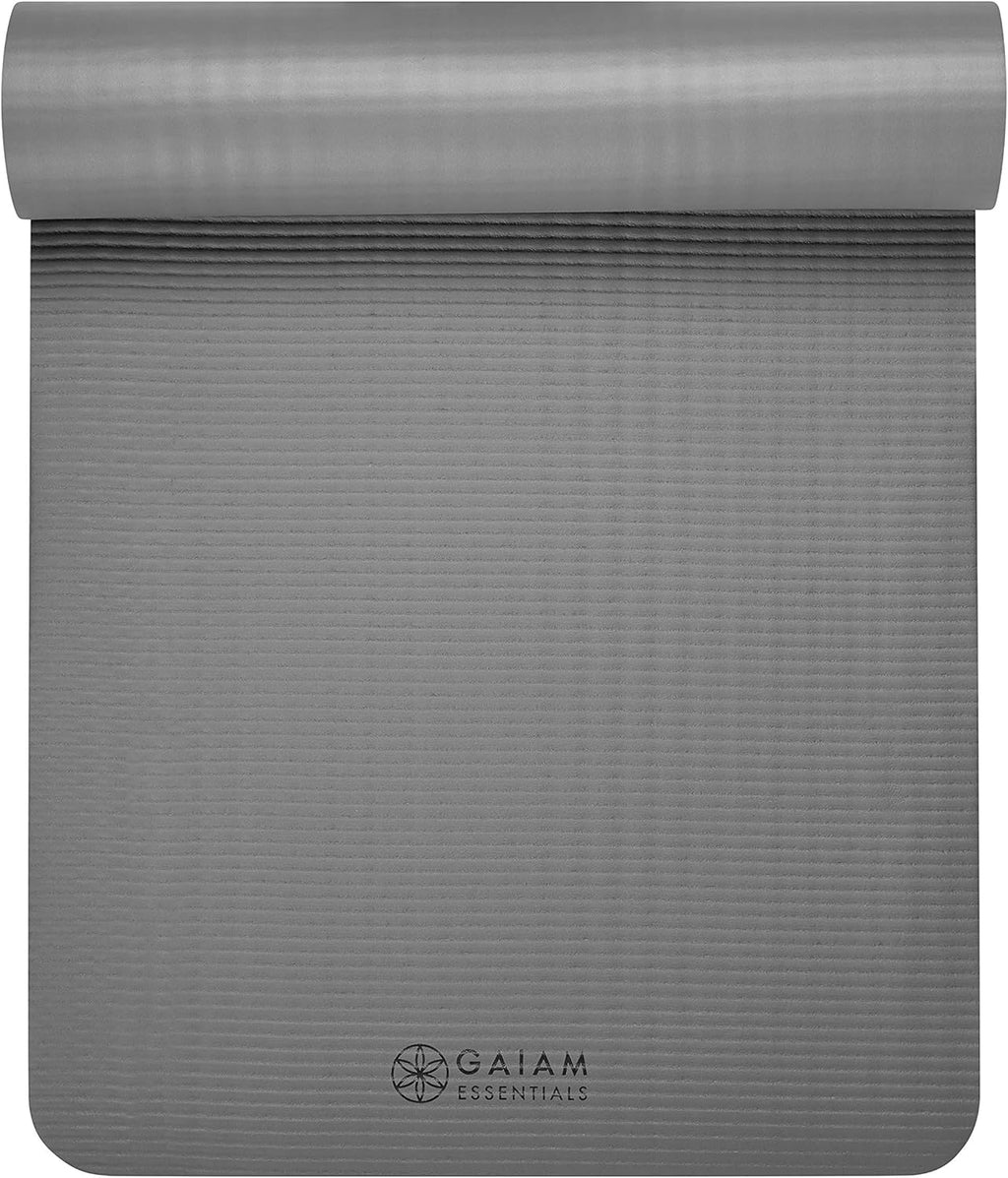 Gaiam Essentials Thick Yoga Mat Fitness & Exercise Mat with Easy-Cinch Yoga Mat Carrier Strap, 72"L x 24"W x 2/5 Inch Thick