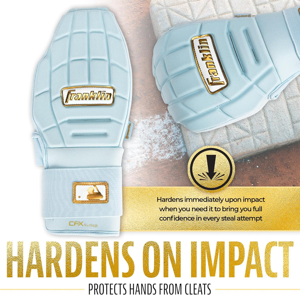 Franklin Sports MLB Baseball + Softball Sliding Mitt - CFX PRT Adult + Youth Protective Baserunning Sliding Gloves - Left + Right Hand Mitt - Hand + Wrist Protector for Running - Kids + Adults Sizes
