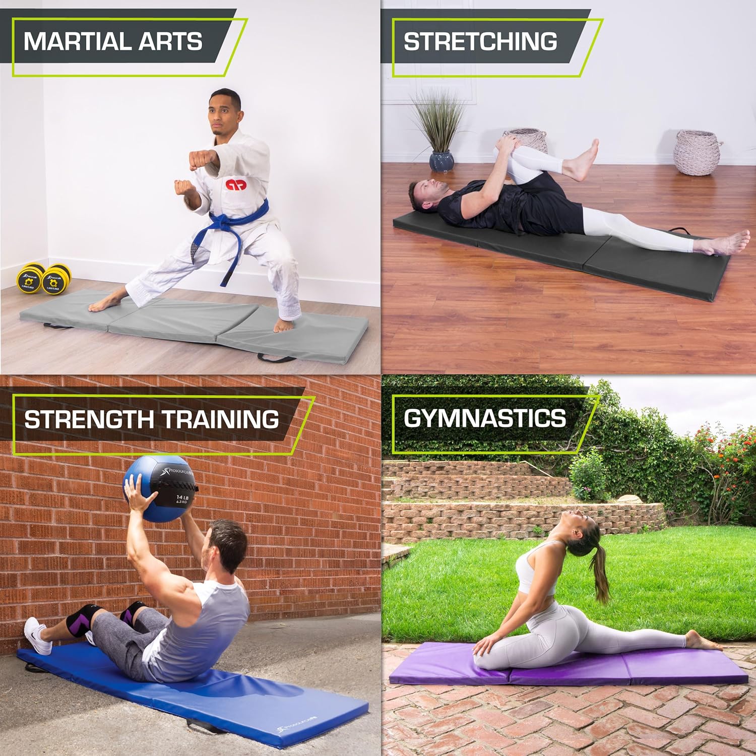 ProsourceFit Tri-Fold Folding Exercise Mat - Pink