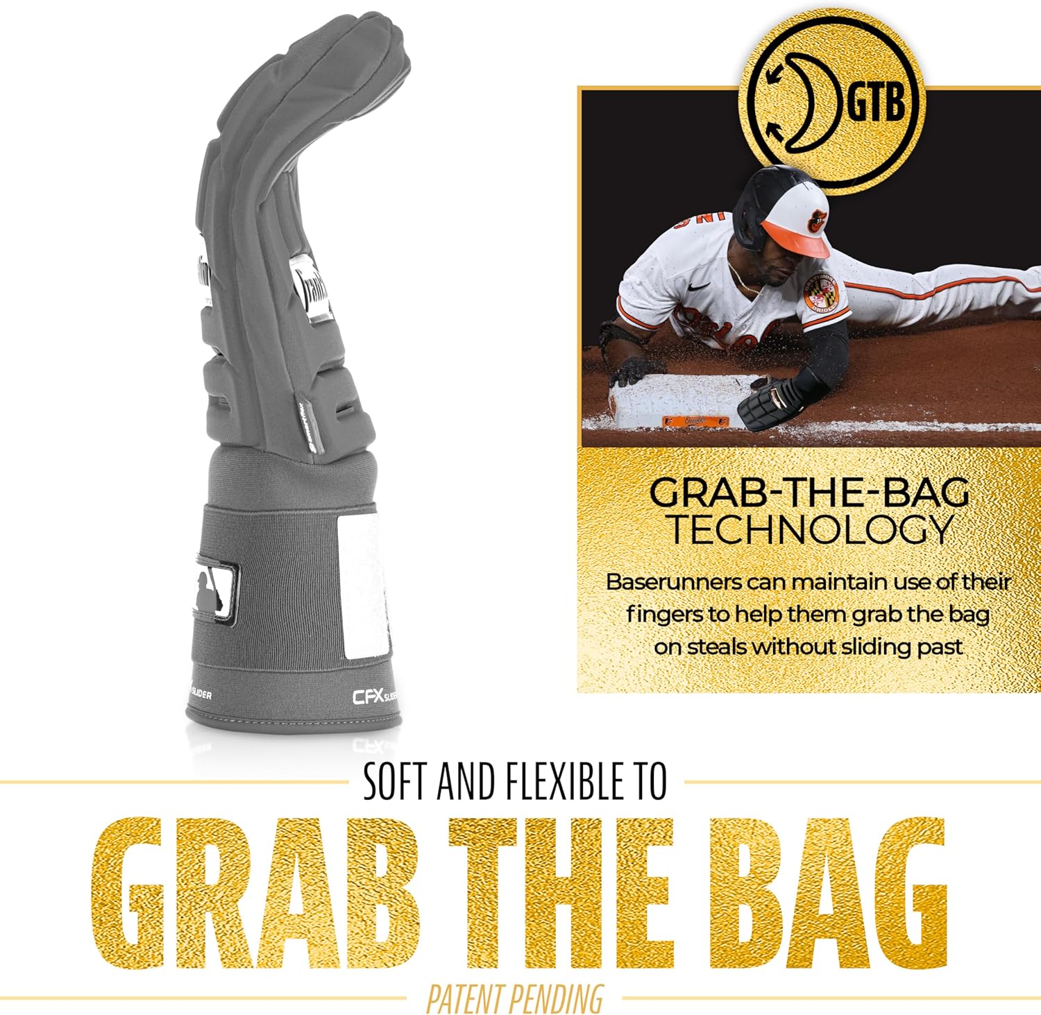 Franklin Sports MLB Baseball + Softball Sliding Mitt - CFX PRT Adult + Youth Protective Baserunning Sliding Gloves - Left + Right Hand Mitt - Hand + Wrist Protector for Running - Kids + Adults Sizes