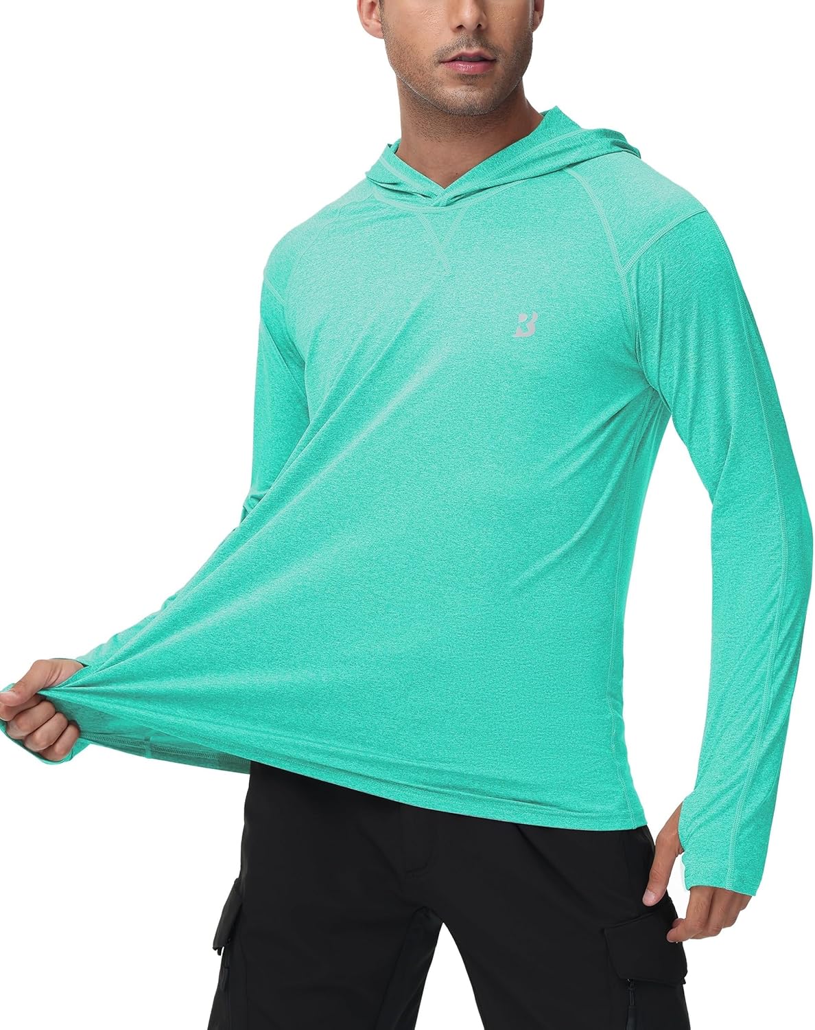 Roadbox Mens UPF 50+ Fishing Shirts, Long Sleeve UV Sun Hoodie, Hiking Running Swim Athletic Workout Shirt