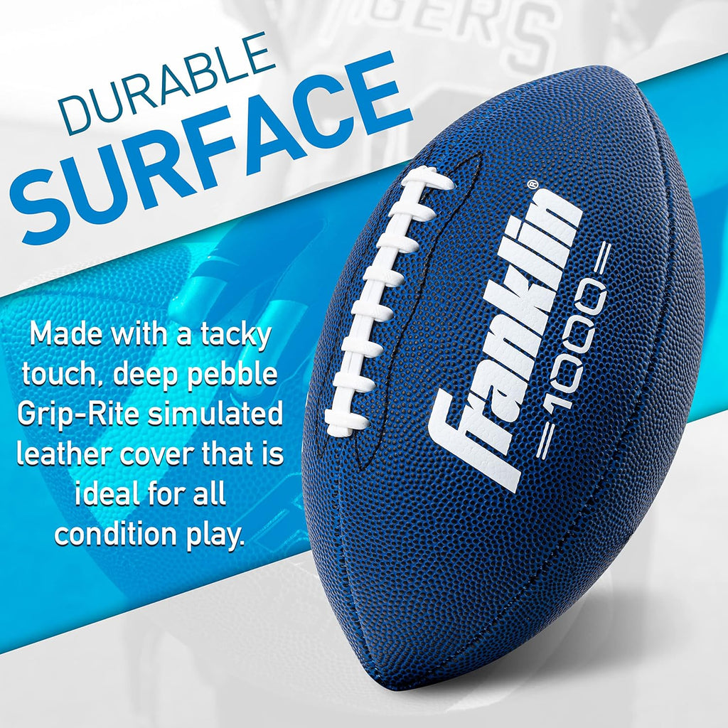 Franklin Sports Youth + Adult Footballs - Extra Grip 1000 Official Size, Junior + Pee Wee Kids - 1 + 12 Packs