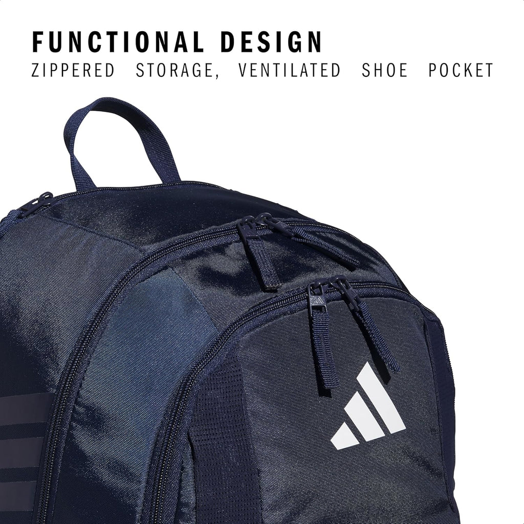 adidas Stadium Team Sports Backpack for Men and Women (36l) Durable Athletic Laptop Bag, Navy Blue/3.0, One Size