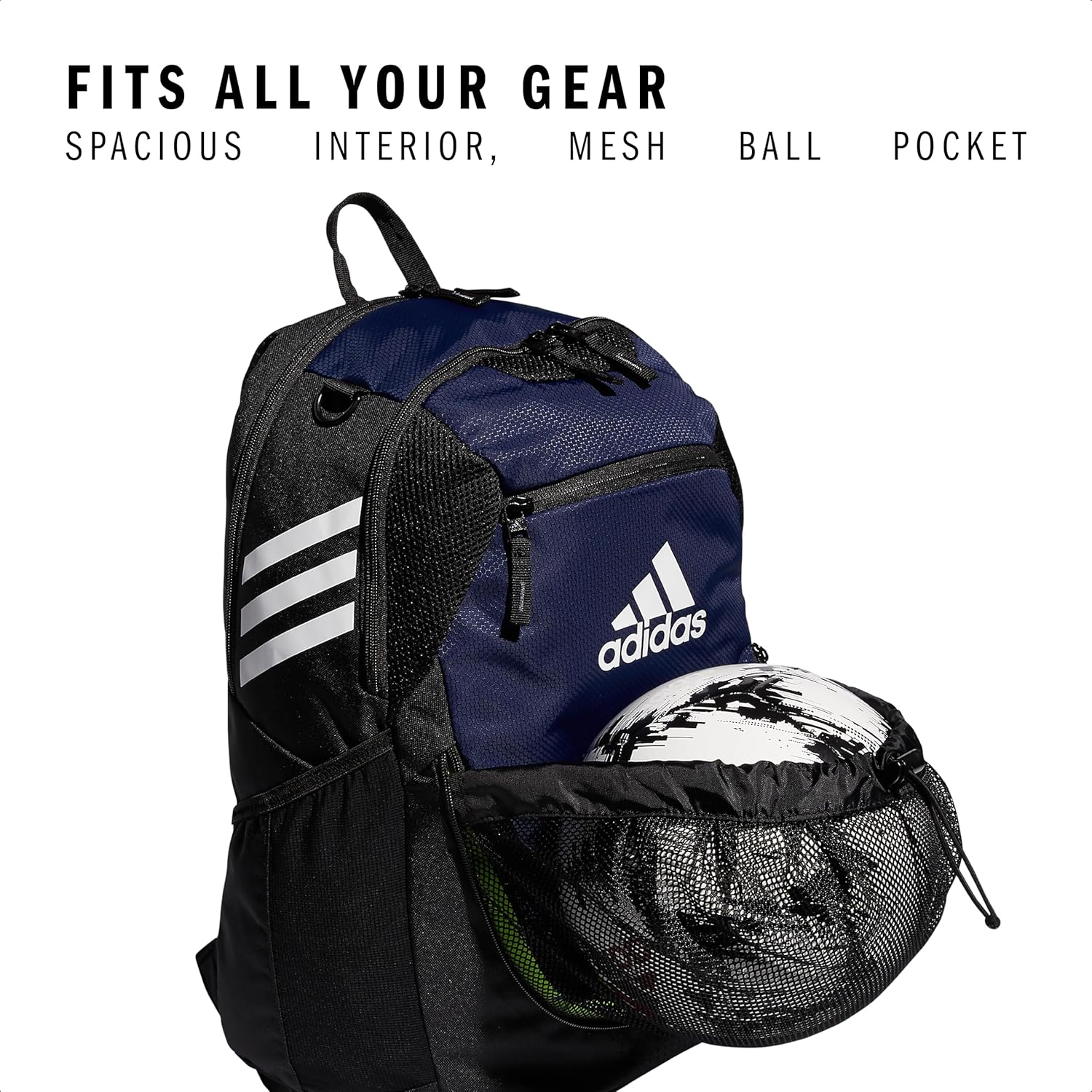 adidas Stadium Team Sports Backpack for Men and Women (36l) Durable Athletic Laptop Bag, Navy Blue/3.0, One Size