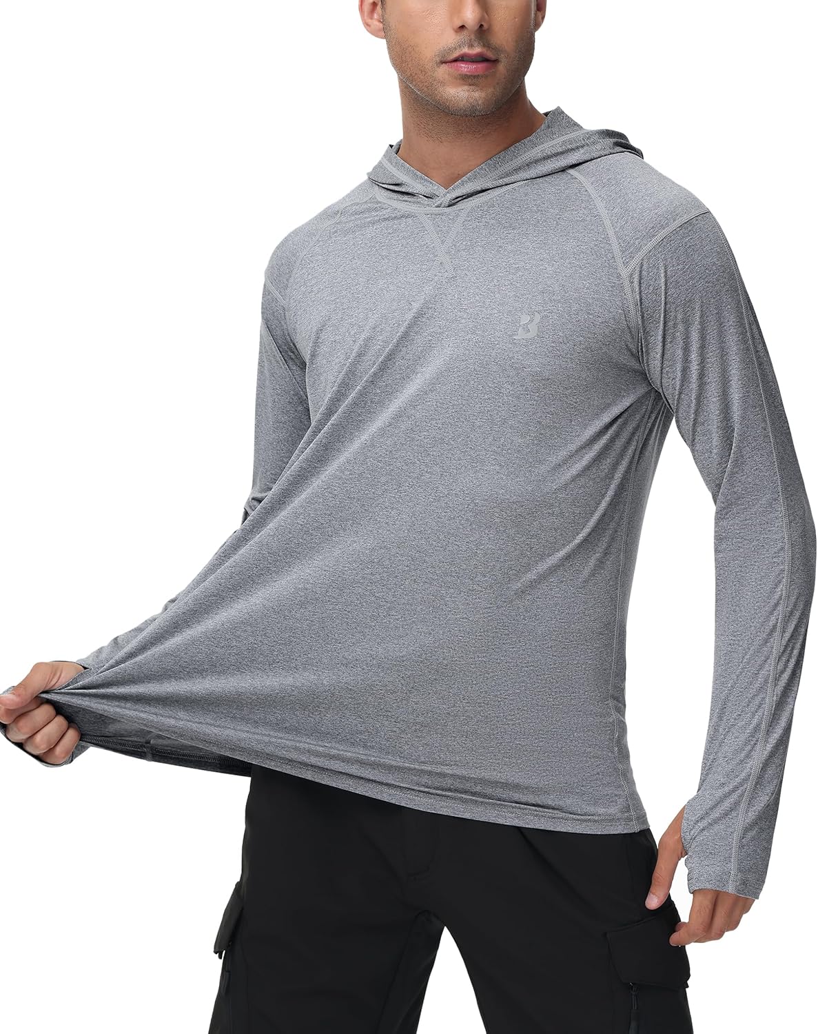 Roadbox Mens UPF 50+ Fishing Shirts, Long Sleeve UV Sun Hoodie, Hiking Running Swim Athletic Workout Shirt