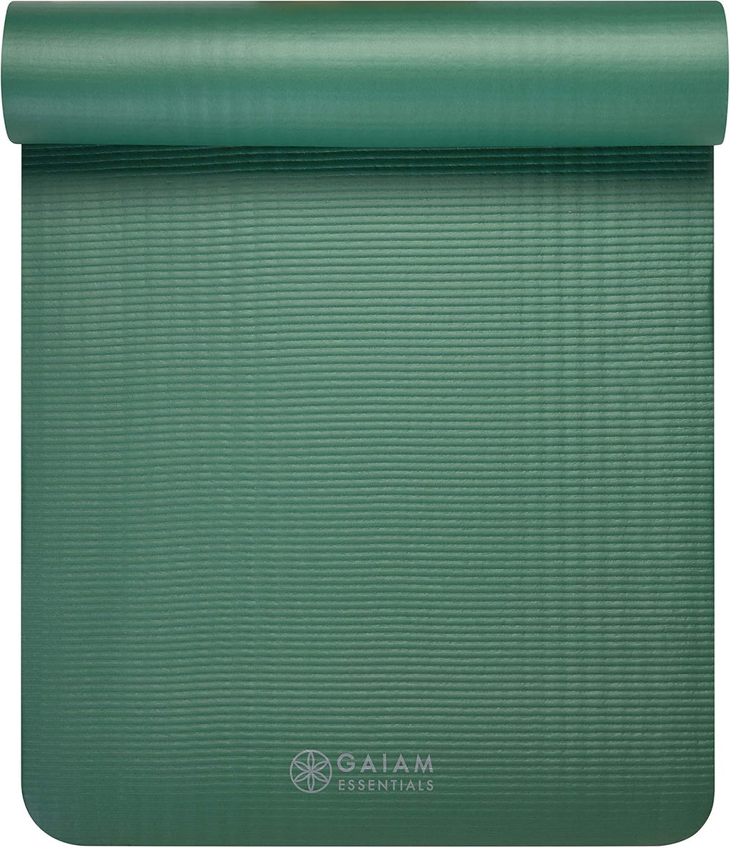 Gaiam Essentials Thick Yoga Mat Fitness & Exercise Mat with Easy-Cinch Yoga Mat Carrier Strap, 72"L x 24"W x 2/5 Inch Thick