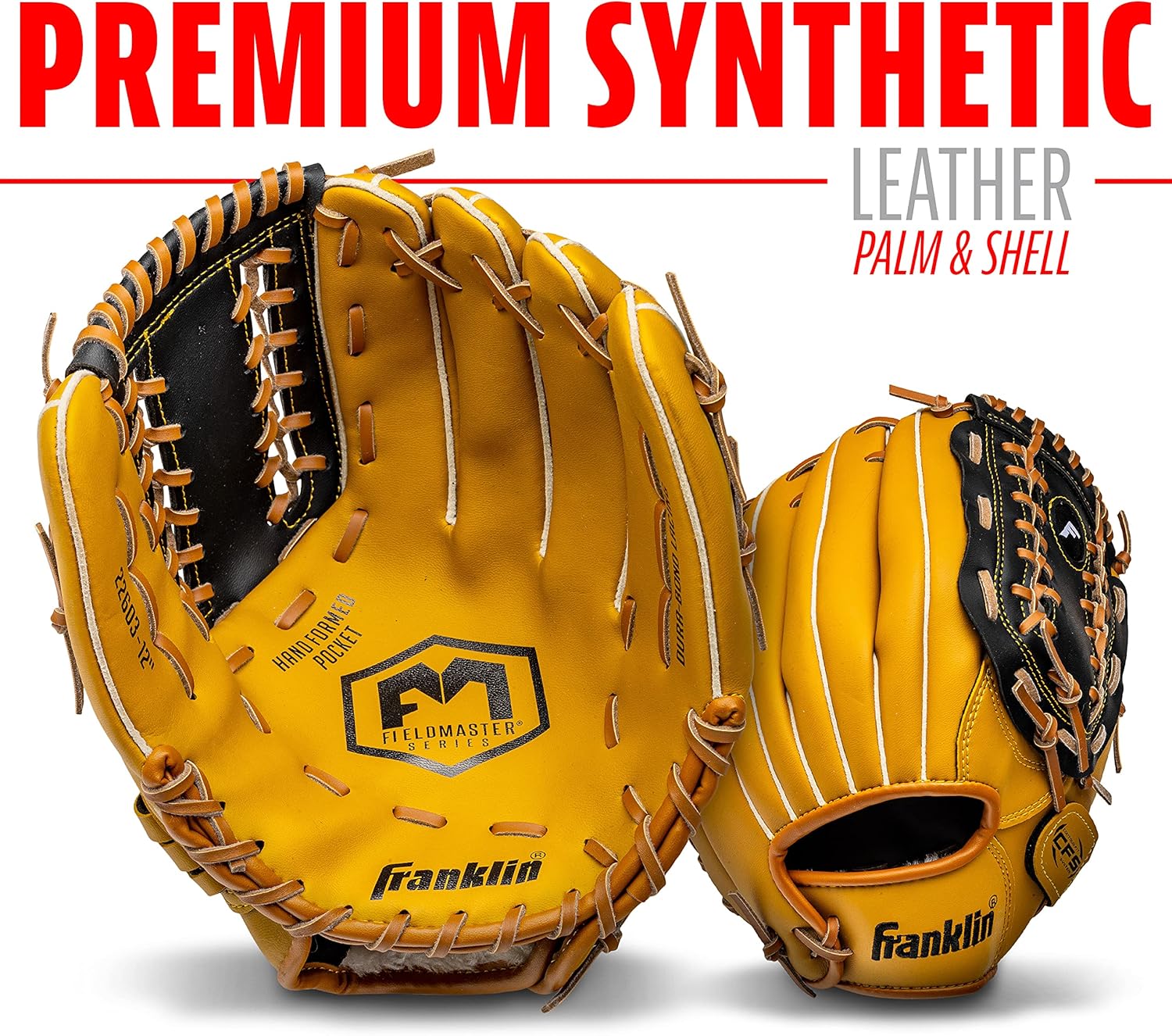 Franklin Sports Baseball and Softball Glove - Fieldmaster Adult + Youth Baseball Gloves - Men's + Women's Infield + Outfield Mitt - Right Hand Throw - 12"
