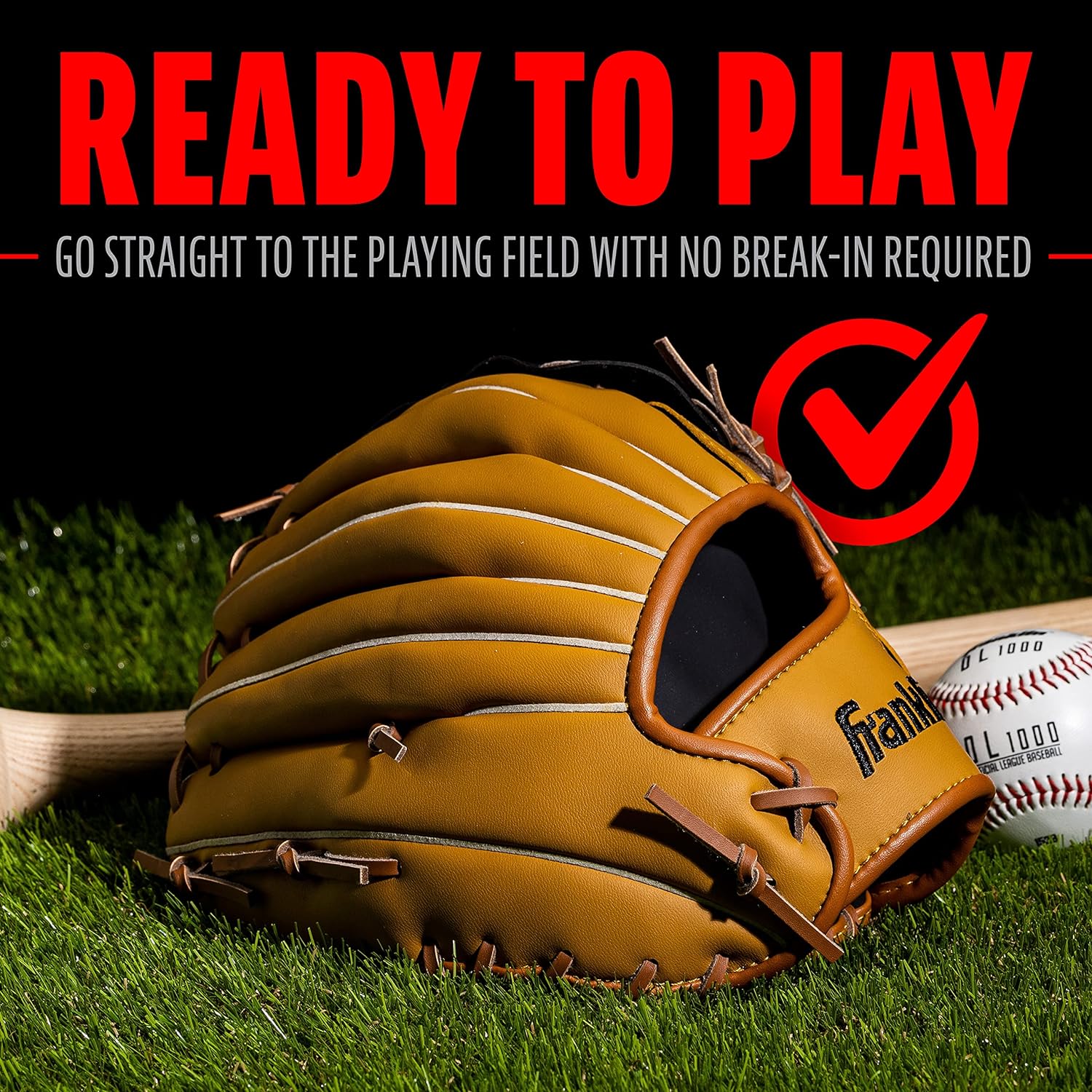 Franklin Sports Baseball and Softball Glove - Fieldmaster Adult + Youth Baseball Gloves - Men's + Women's Infield + Outfield Mitt - Right Hand Throw - 12"