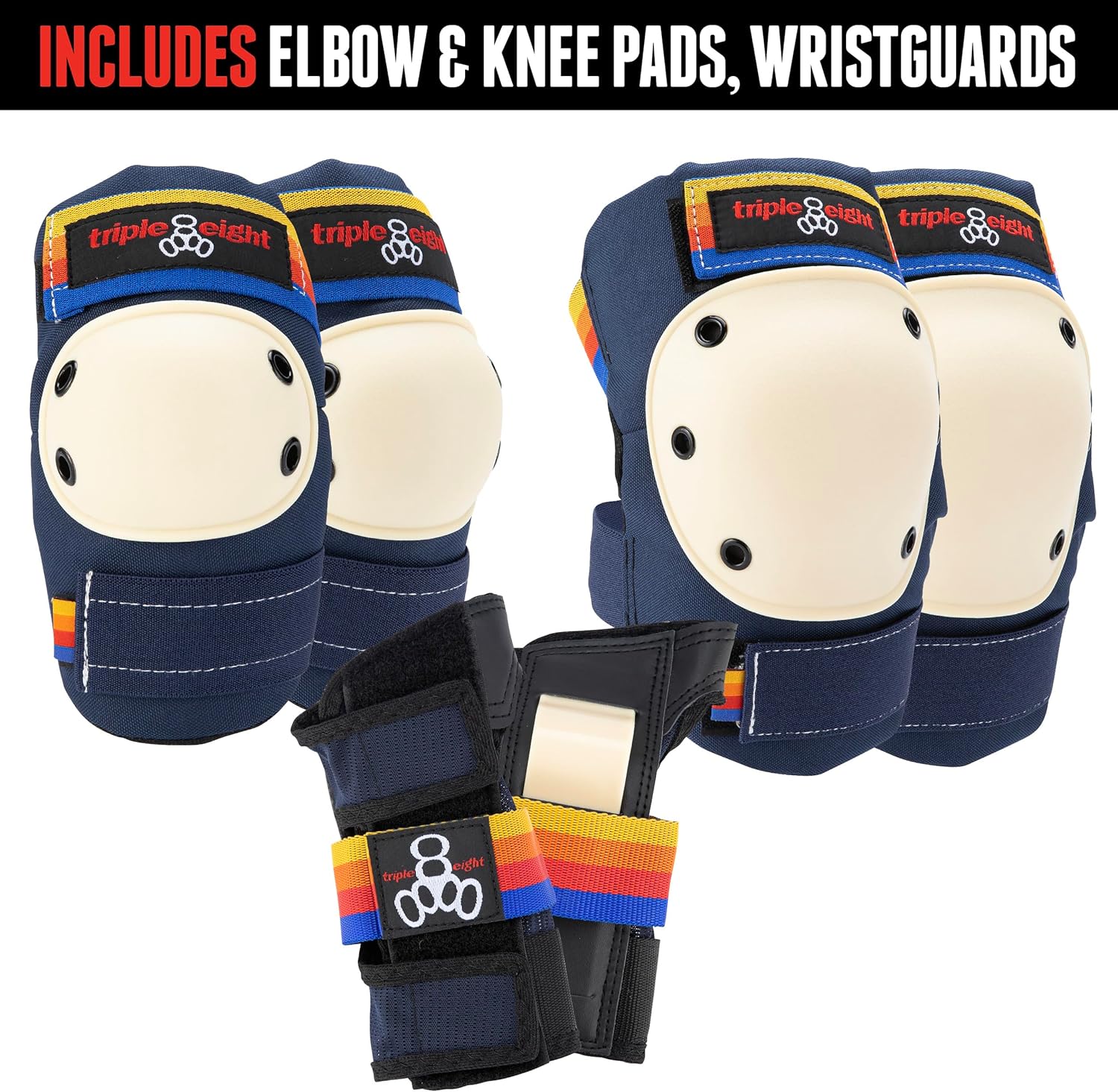 Triple Eight Saver Series 3-Pack Pad Set– Ideal for Skateboarding, In-line Skating, Roller Skating, and Biking