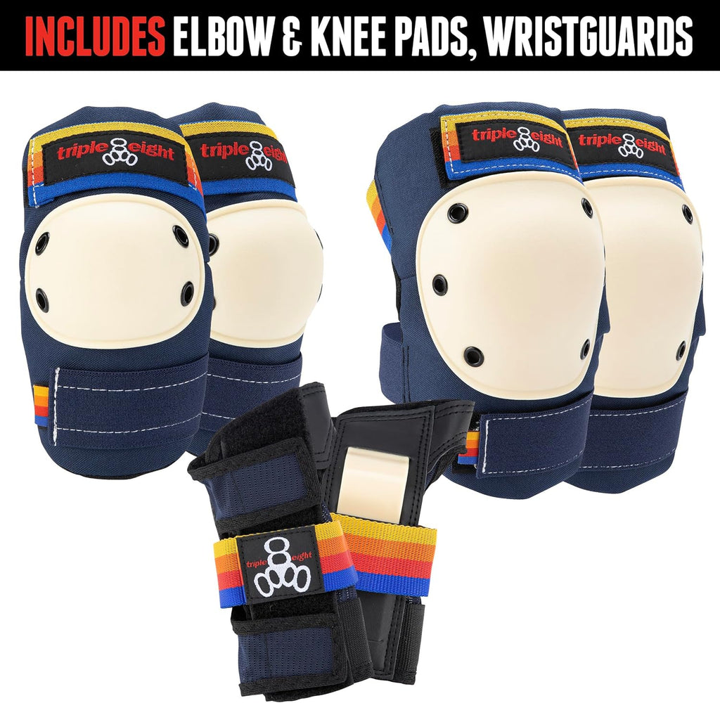 Triple Eight Saver Series 3-Pack Pad Set– Ideal for Skateboarding, In-line Skating, Roller Skating, and Biking