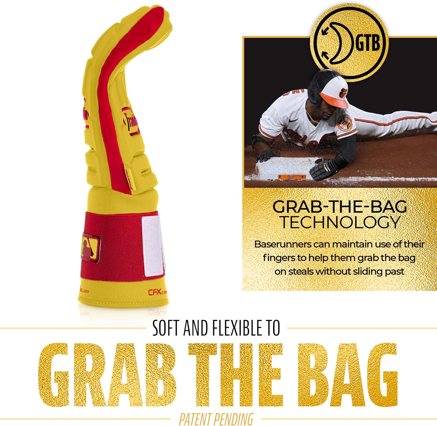 Franklin Sports MLB Baseball + Softball Sliding Mitt - CFX PRT Adult + Youth Protective Baserunning Sliding Gloves - Left + Right Hand Mitt - Hand + Wrist Protector for Running - Kids + Adults Sizes