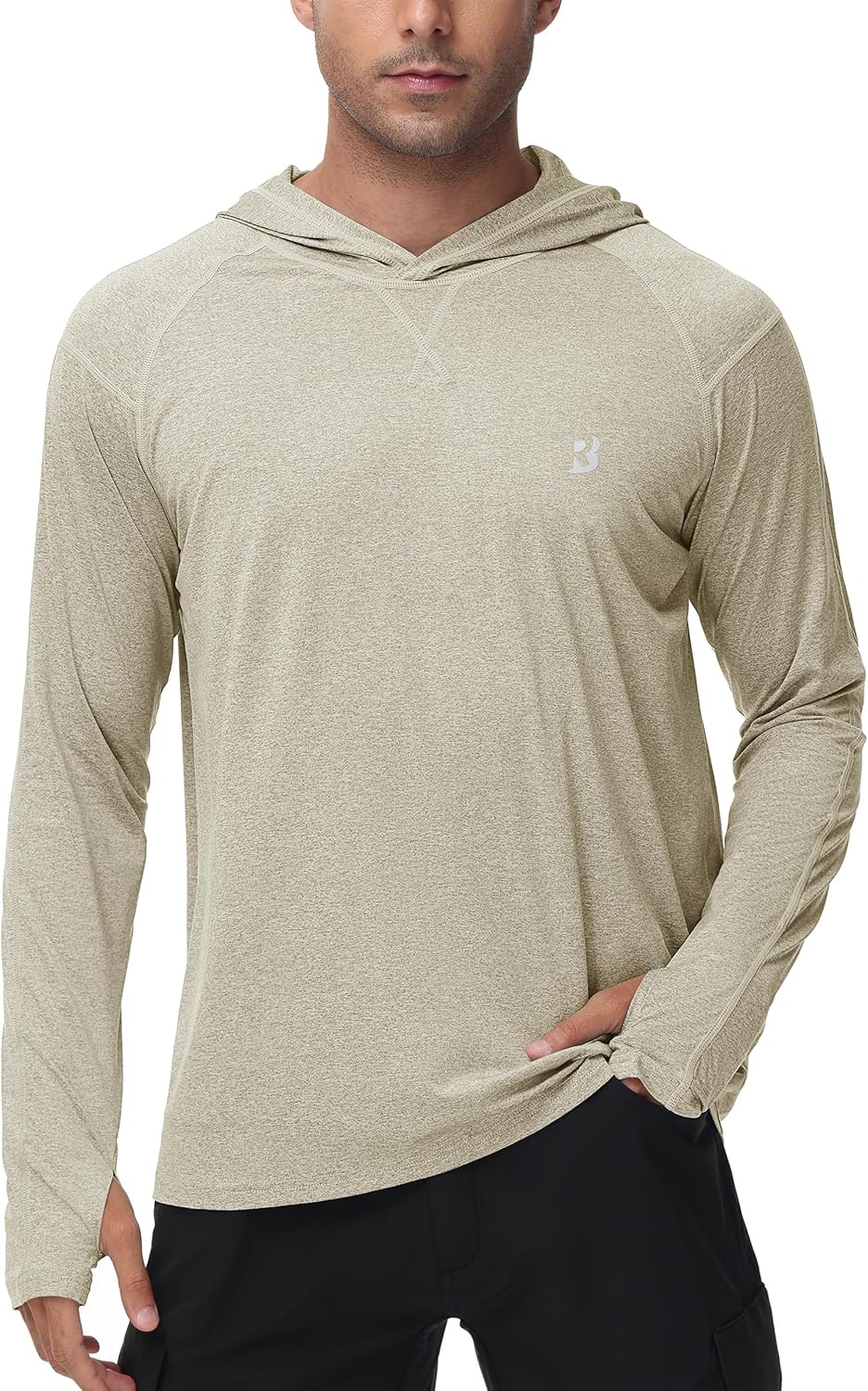 Roadbox Mens UPF 50+ Fishing Shirts, Long Sleeve UV Sun Hoodie, Hiking Running Swim Athletic Workout Shirt