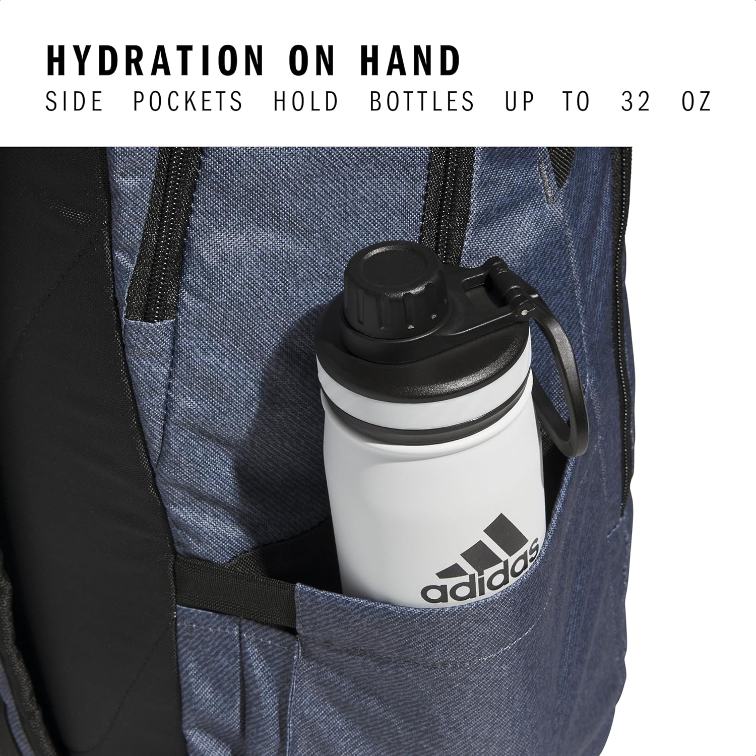 adidas Defender 5 Team Sports Backpack (33L) Durable Large Athletic Gym Laptop Travel Bag, Royal Blue, One Size