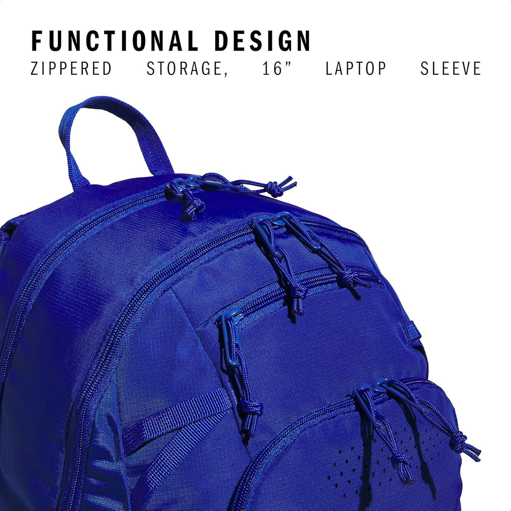adidas Defender 5 Team Sports Backpack (33L) Durable Large Athletic Gym Laptop Travel Bag, Royal Blue, One Size