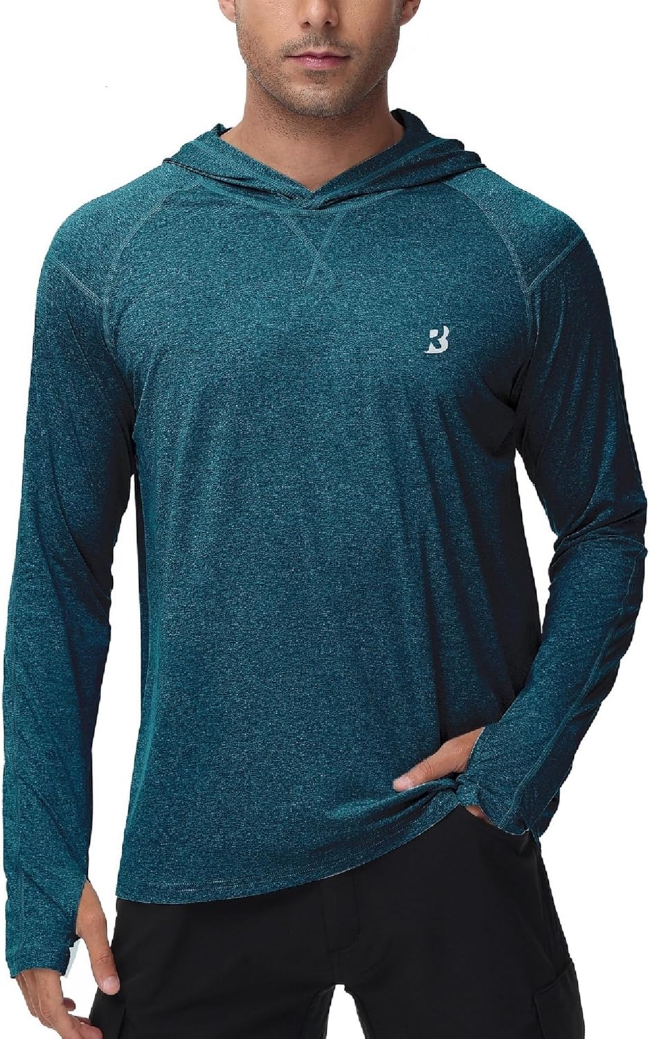 Roadbox Mens UPF 50+ Fishing Shirts, Long Sleeve UV Sun Hoodie, Hiking Running Swim Athletic Workout Shirt