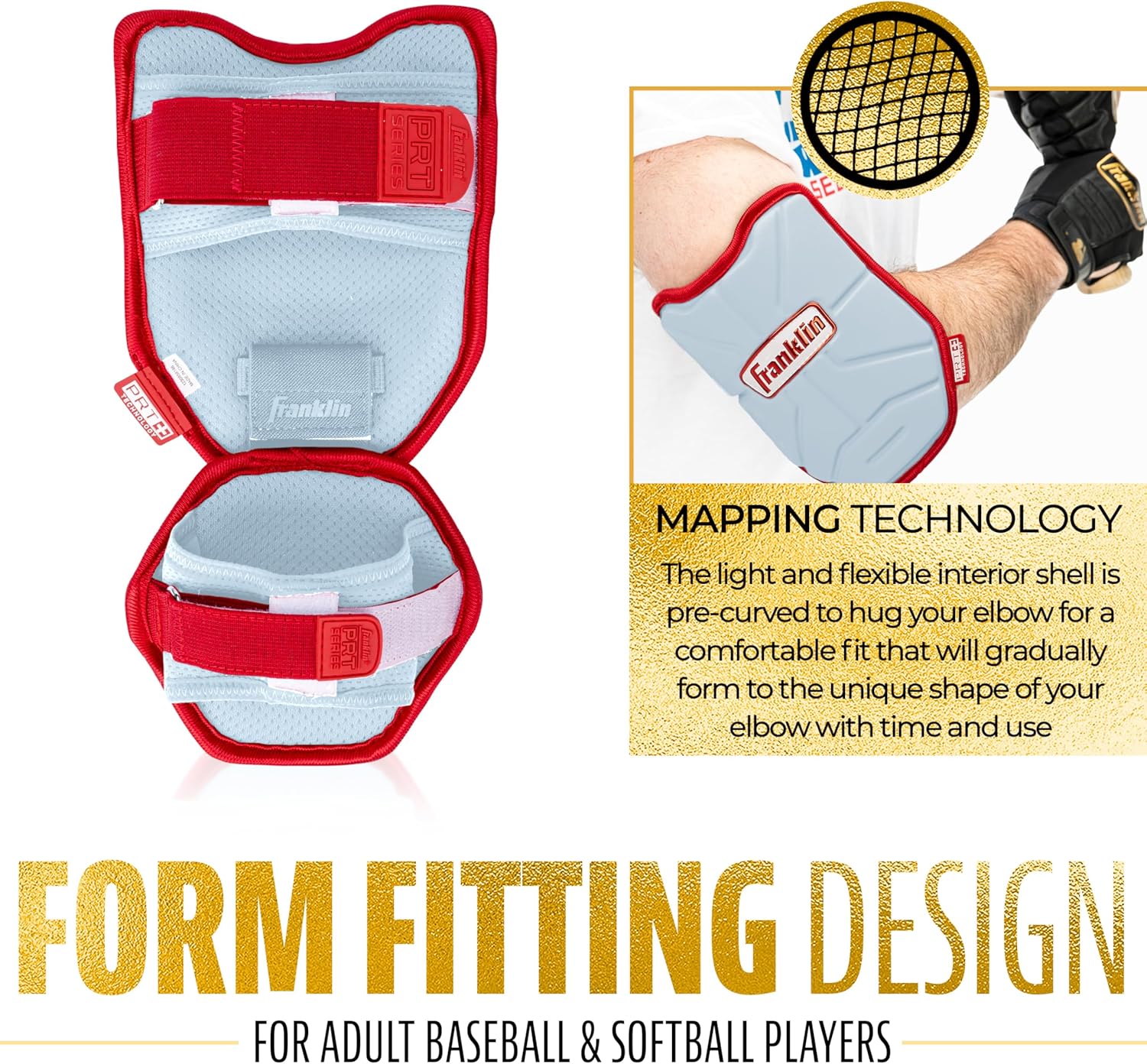 Franklin Sports Baseball Elbow Guard - PRT Series Adult and Youth Baseball + Softball Elbow Shield for Batting