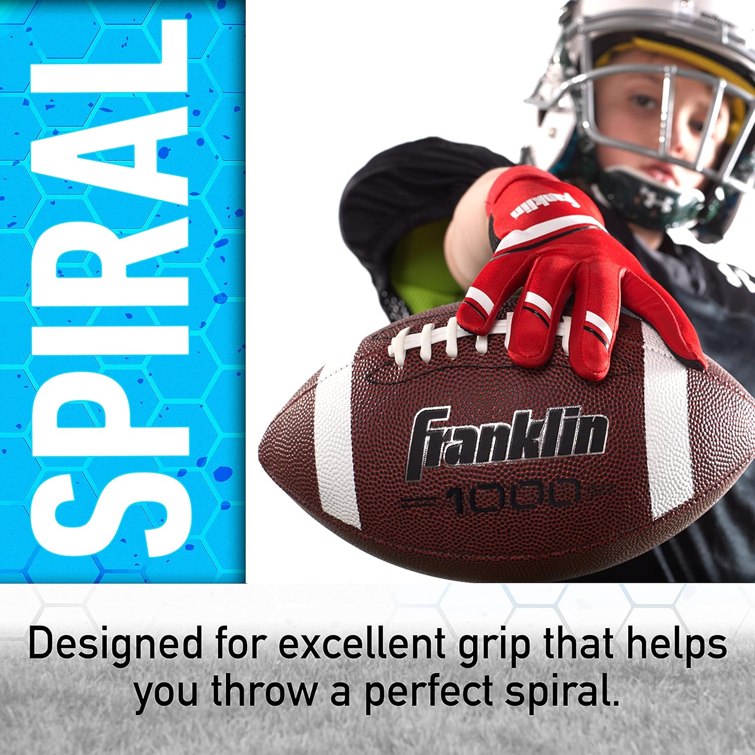 Franklin Sports Youth + Adult Footballs - Extra Grip 1000 Official Size, Junior + Pee Wee Kids - 1 + 12 Packs