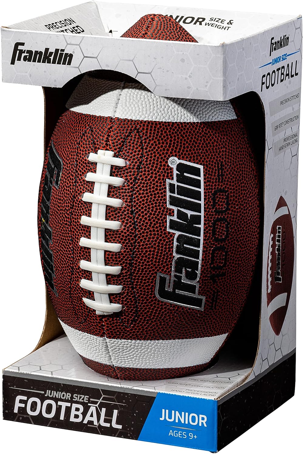 Franklin Sports Youth + Adult Footballs - Extra Grip 1000 Official Size, Junior + Pee Wee Kids - 1 + 12 Packs
