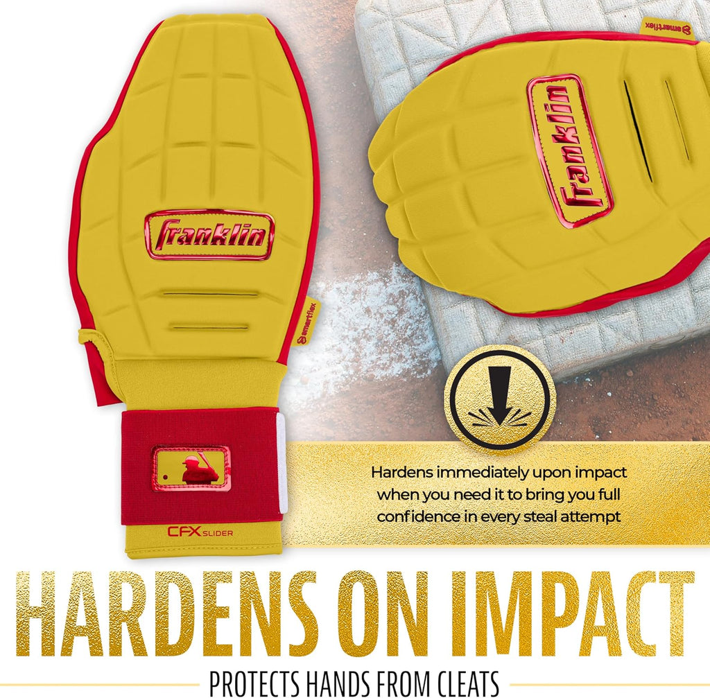 Franklin Sports MLB Baseball + Softball Sliding Mitt - CFX PRT Adult + Youth Protective Baserunning Sliding Gloves - Left + Right Hand Mitt - Hand + Wrist Protector for Running - Kids + Adults Sizes