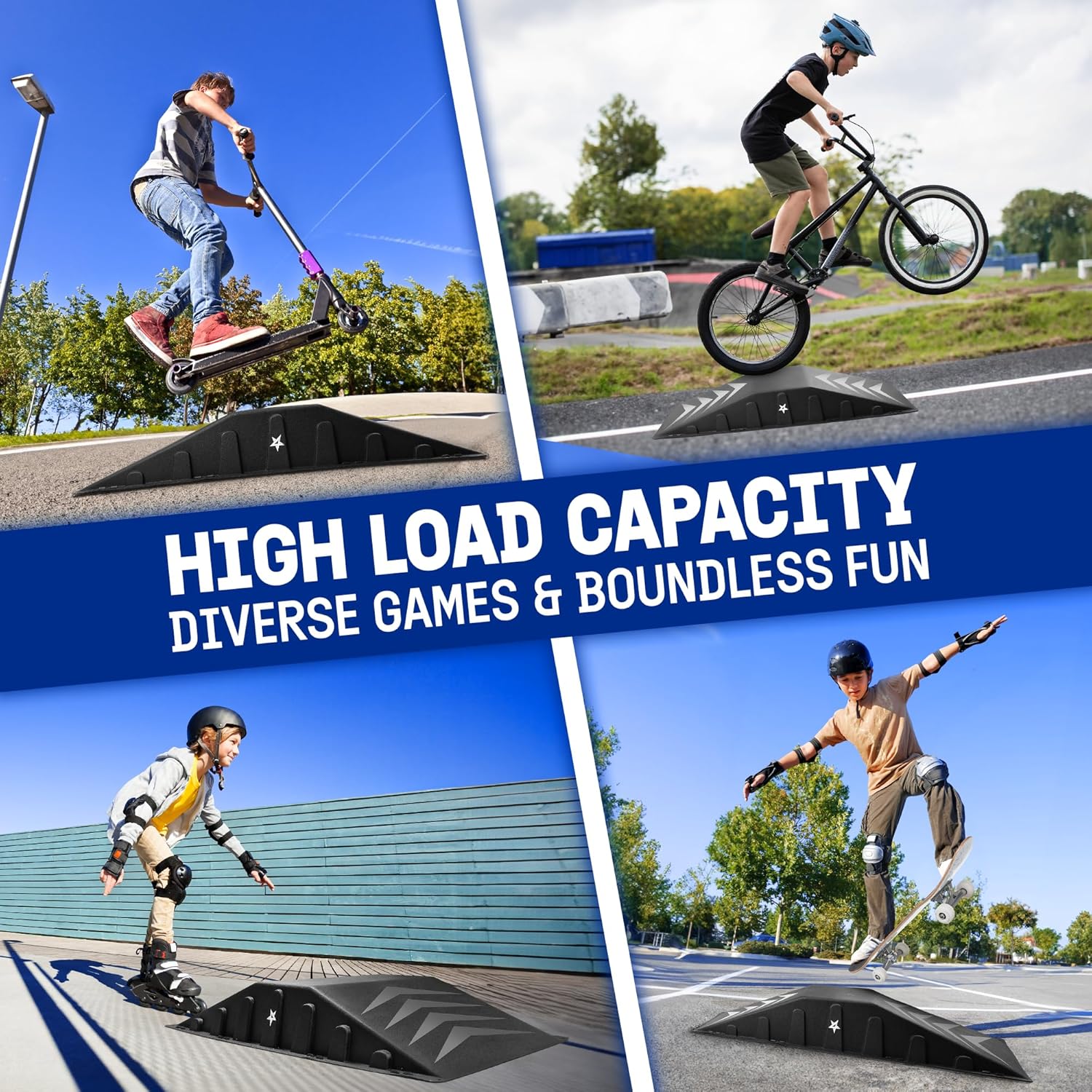 Yes4All Single-Piece Skateboard Ramp, Bike Ramp, Skate Ramp - Durable & Designed for Beginners, Capacity 220Lbs - 44" Length