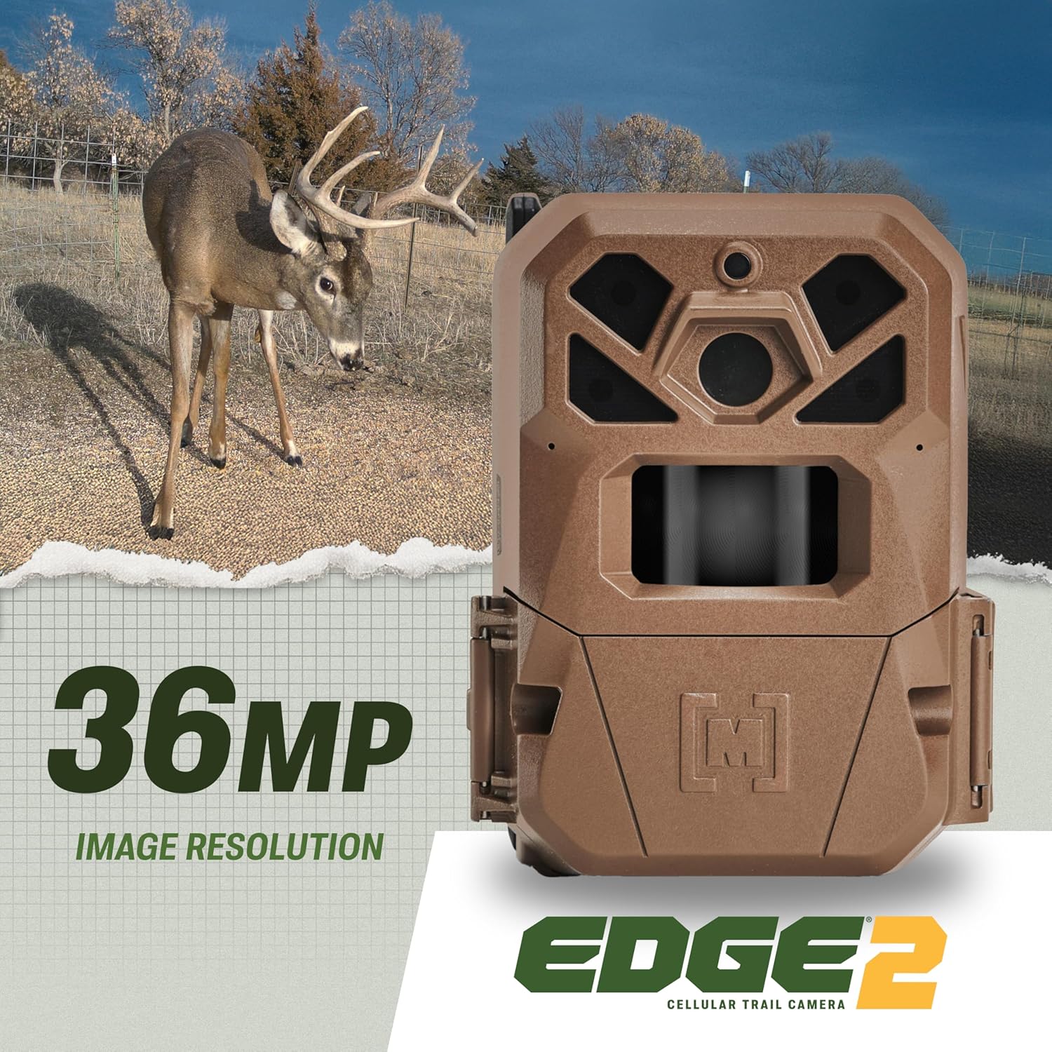 Moultrie Edge 2 Cellular Trail Camera - Auto Connect Nationwide 4G LTE - On Demand 36MP Photo - 1080P Video with HD Audio - 100 Ft Detection Range - Low Glow Flash