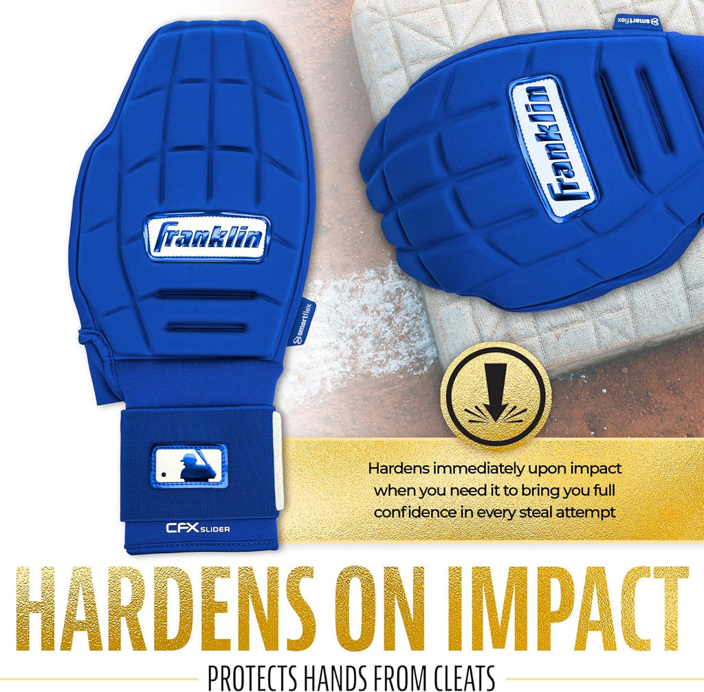 Franklin Sports MLB Baseball + Softball Sliding Mitt - CFX PRT Adult + Youth Protective Baserunning Sliding Gloves - Left + Right Hand Mitt - Hand + Wrist Protector for Running - Kids + Adults Sizes