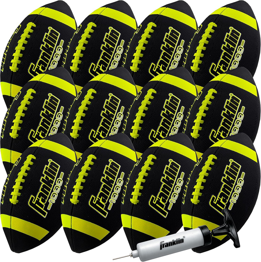 Franklin Sports Youth + Adult Footballs - Extra Grip 1000 Official Size, Junior + Pee Wee Kids - 1 + 12 Packs