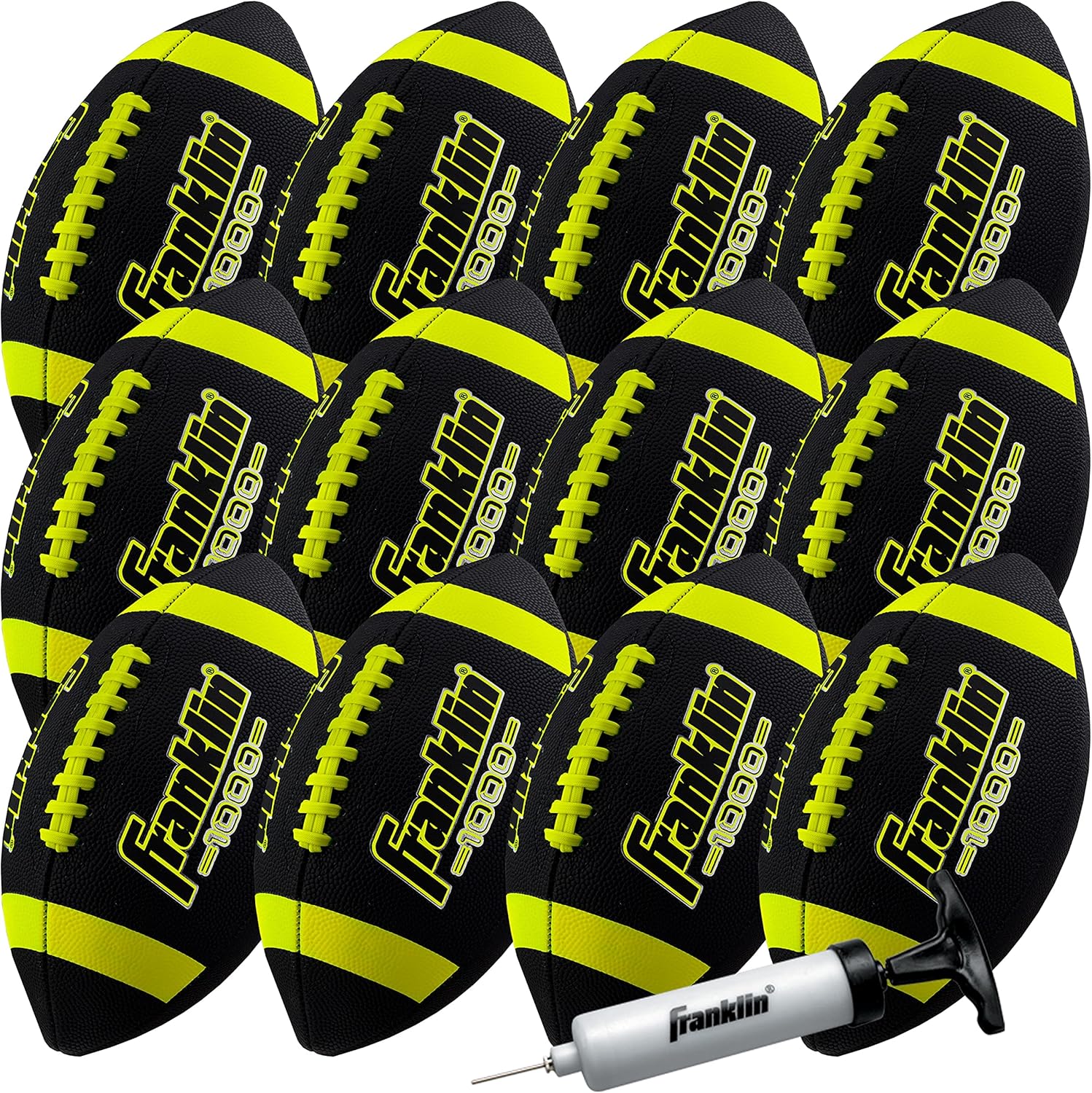 Franklin Sports Youth + Adult Footballs - Extra Grip 1000 Official Size, Junior + Pee Wee Kids - 1 + 12 Packs