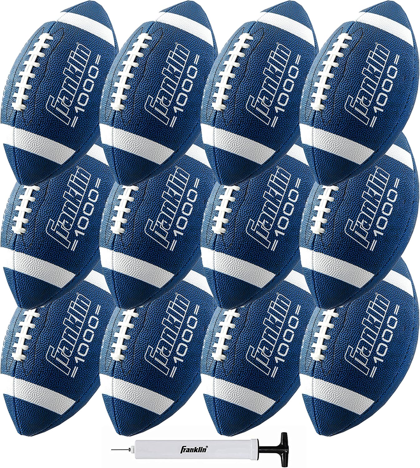 Franklin Sports Youth + Adult Footballs - Extra Grip 1000 Official Size, Junior + Pee Wee Kids - 1 + 12 Packs