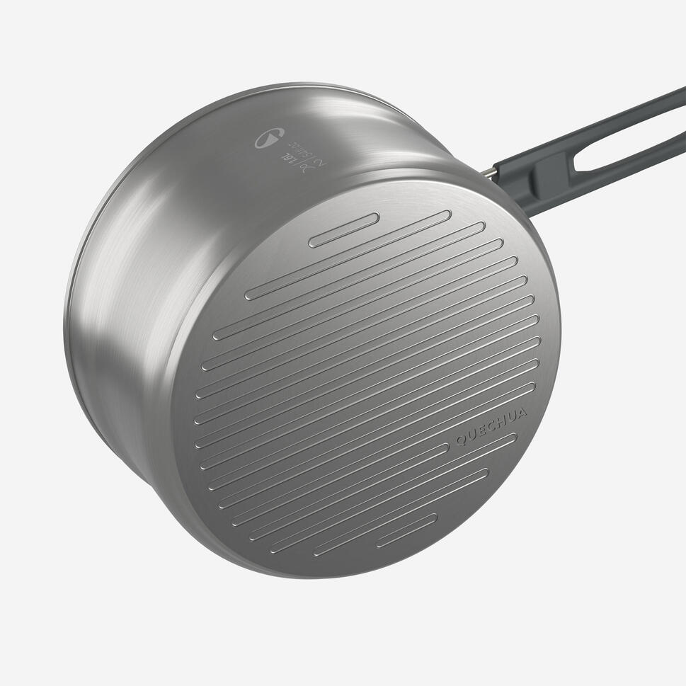 Quechua Stainless steel non-stick camping cookset 500 for 2 people - 15-piece
