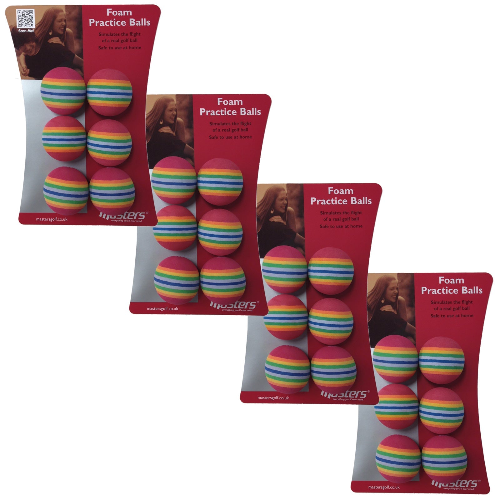 Masters Foam Rainbow Striped Practice Golf Balls