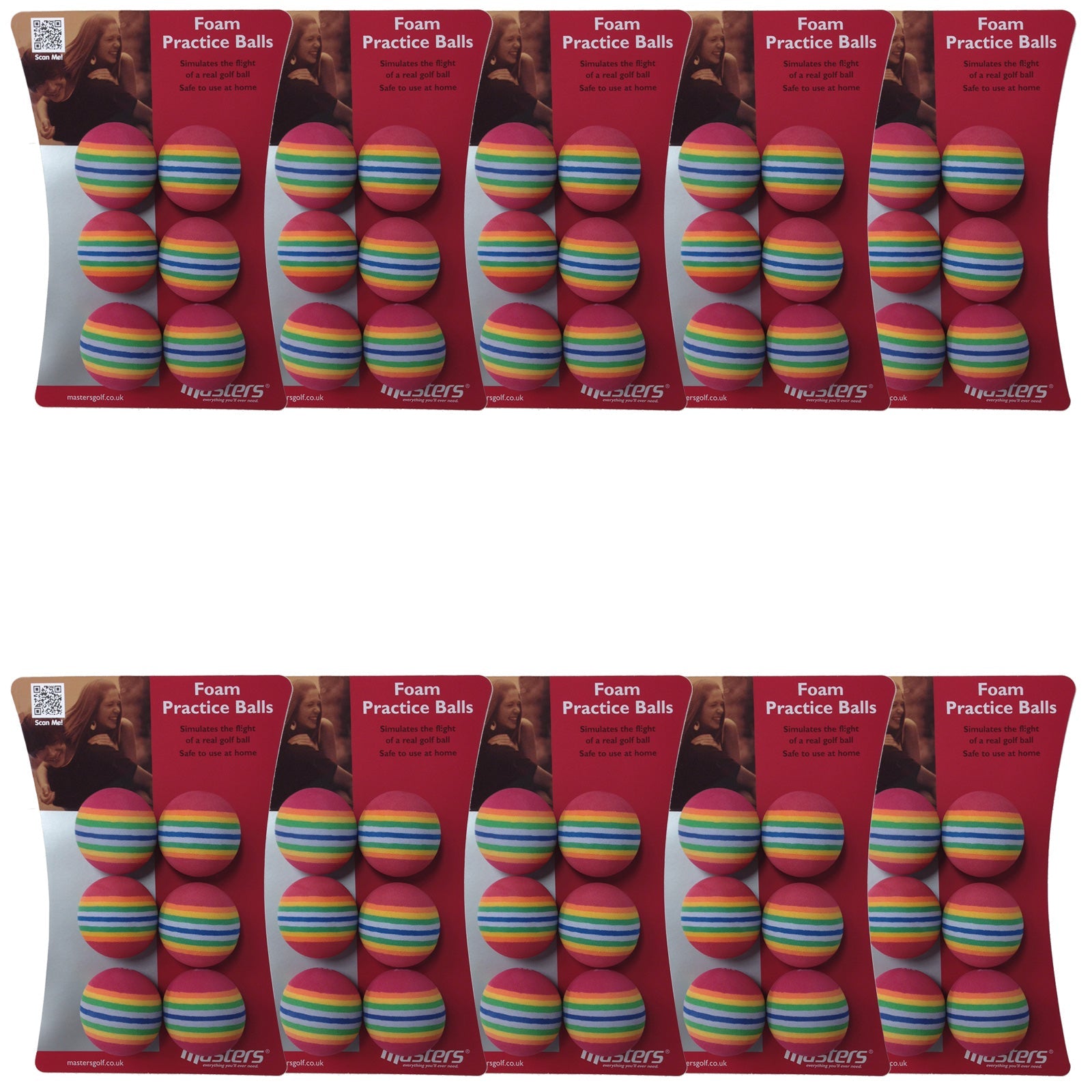 Masters Foam Rainbow Striped Practice Golf Balls