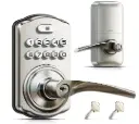 Keypad Door Lock with Handle, Keyless Entry for Front Door & Bedroom, Electronic Lock with Code, Auto-Locking, Easy Installation, Passage Mode, Satin Nickel