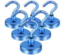 Cruise Essentials, 50Lbs Blue Cruise Magnets, Magnet Hooks for Cruise Cabin,Strong Magnetic Hooks for Hanging Cruise Lanyard, Fridge, Ceiling, 6 Pack