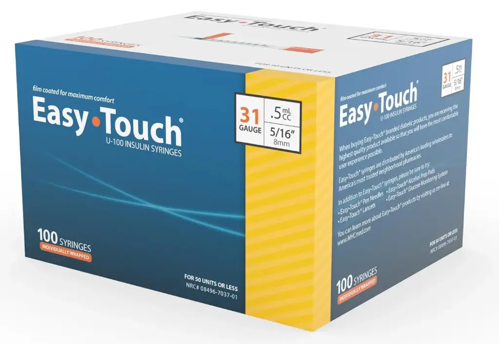 Easy Touch Individually Wrapped U-100 Syringes (31G 0.5cc 5/16" (8mm))