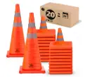 28 Inch 20 Pack Collapsible Traffic Safety Cones, Multi Purpose Pop-up Cones with Reflective Collar for Road Safety, Orange Cones for Driving Training, Parking Lots